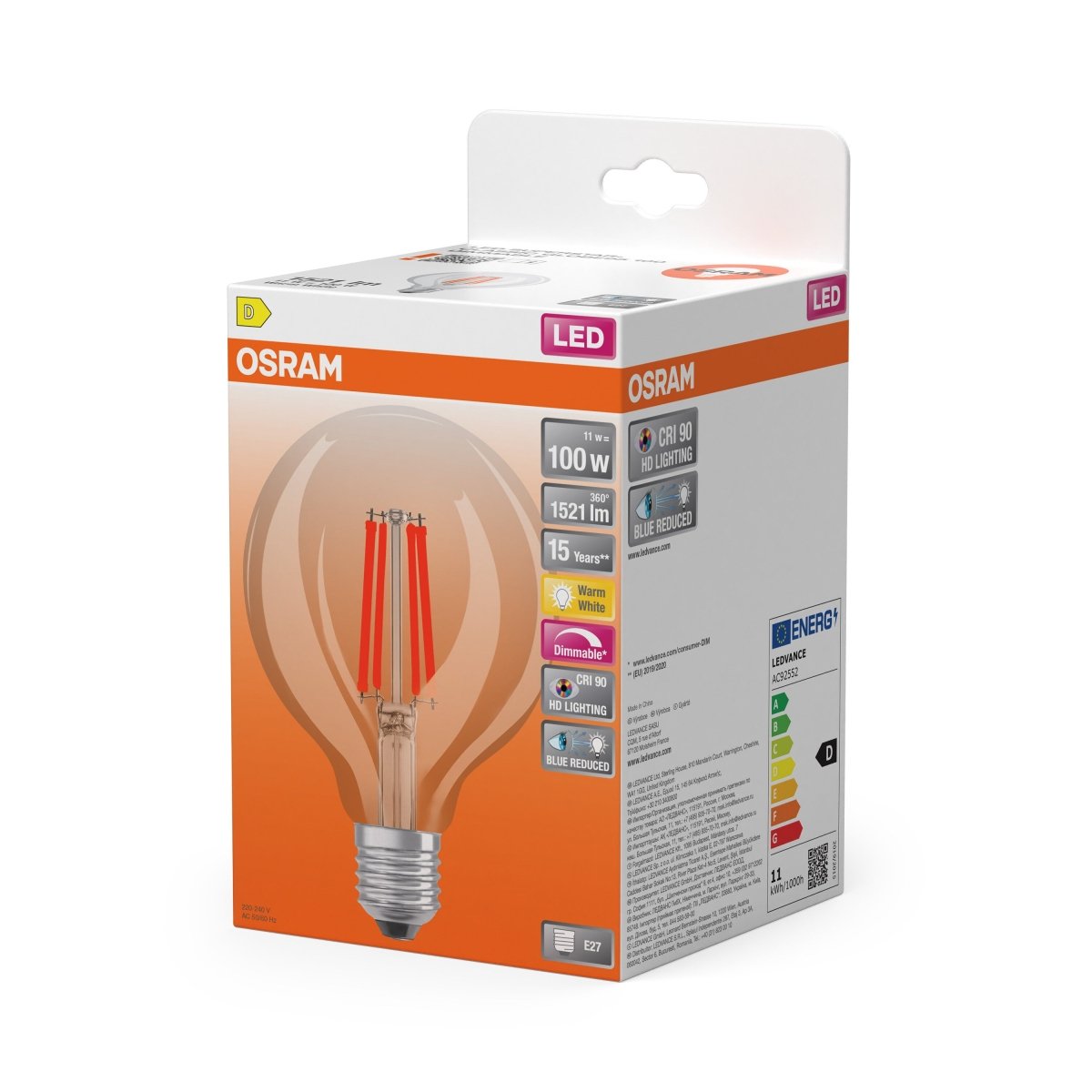 Żarówka LED OSRAM LED Superstar Plus Globe 95 100 Filament DIM 11W 927 Clear E27 - Poland LEDVANCE e - shop 4058075602953