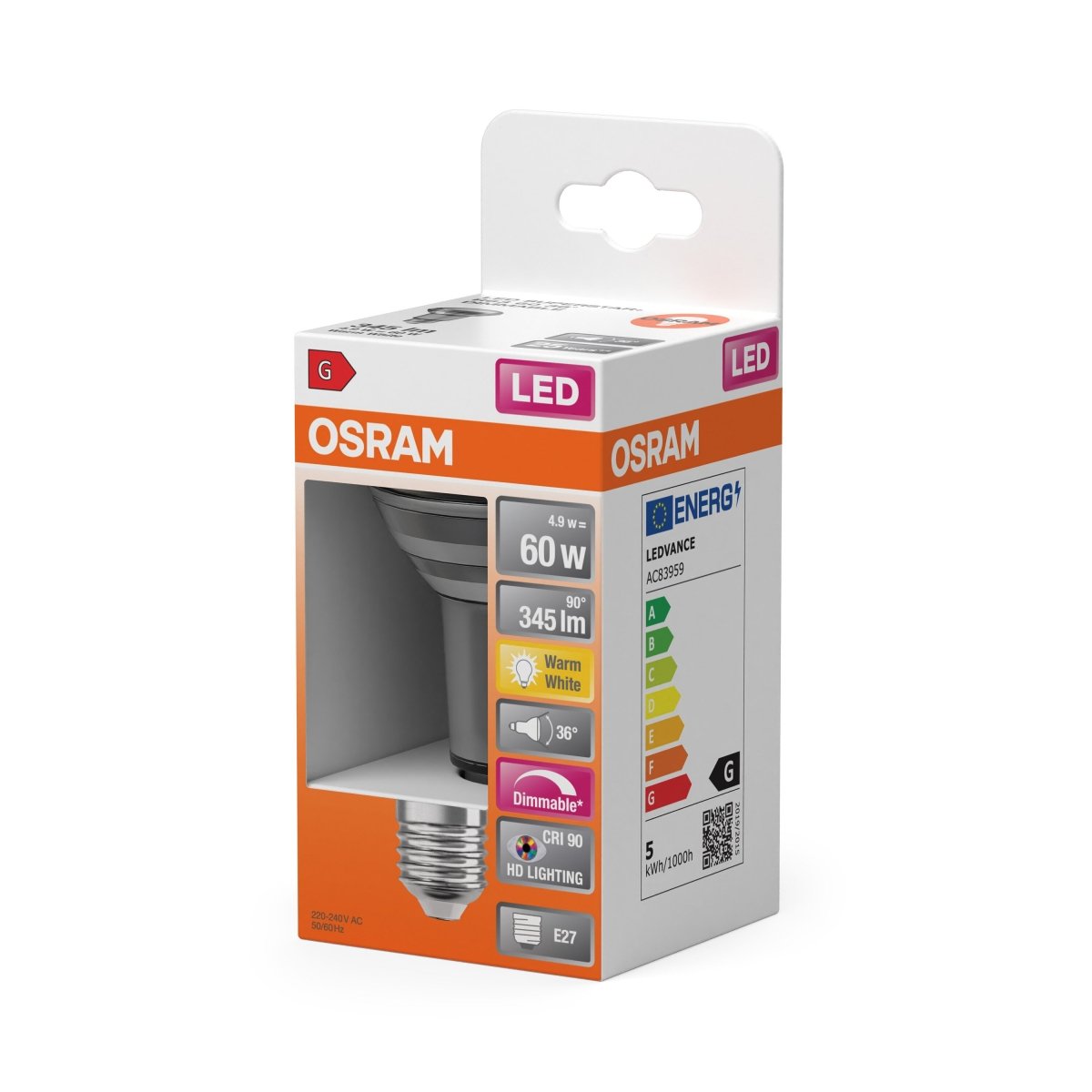 Żarówka LED OSRAM LED Superstar Plus R63 60 36° DIM 4.9W 927 E27 - Poland LEDVANCE e - shop 4058075620308