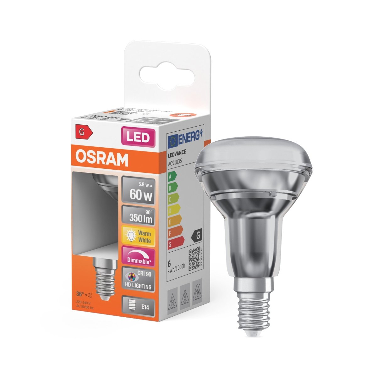 Żarówka LED OSRAM LED Superstar R50 60 36° DIM 5.9W 927 E14 - Poland LEDVANCE e - shop 4058075125940