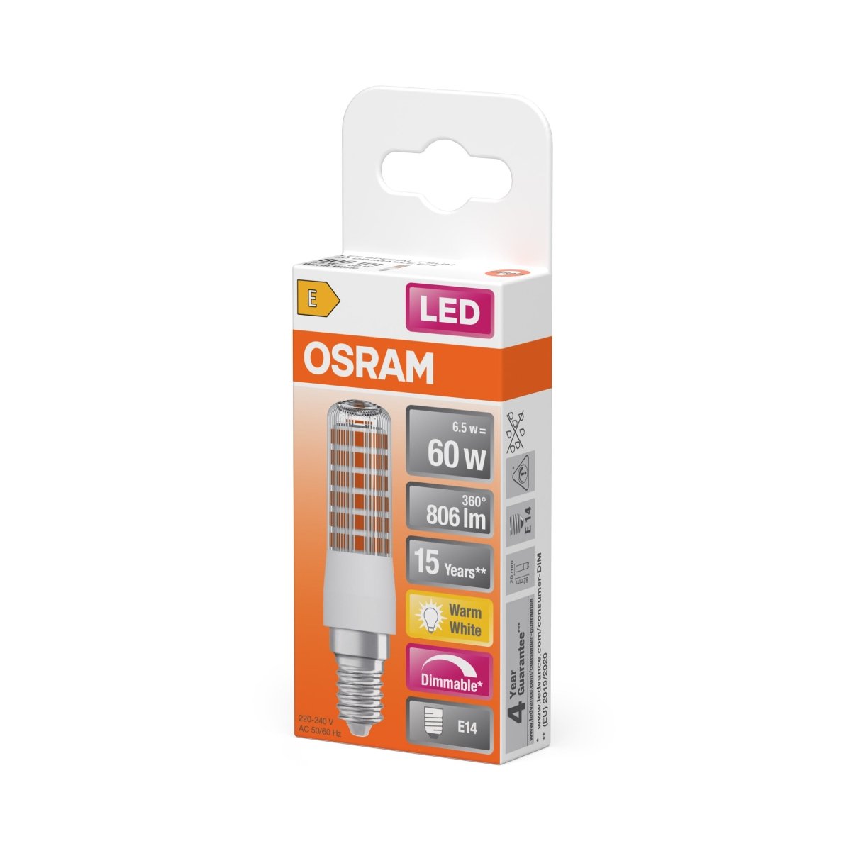 Żarówka LED OSRAM LED T Slim 60 320° DIM 6.5W 827 Clear E14 - Poland LEDVANCE e - shop 4058075607316