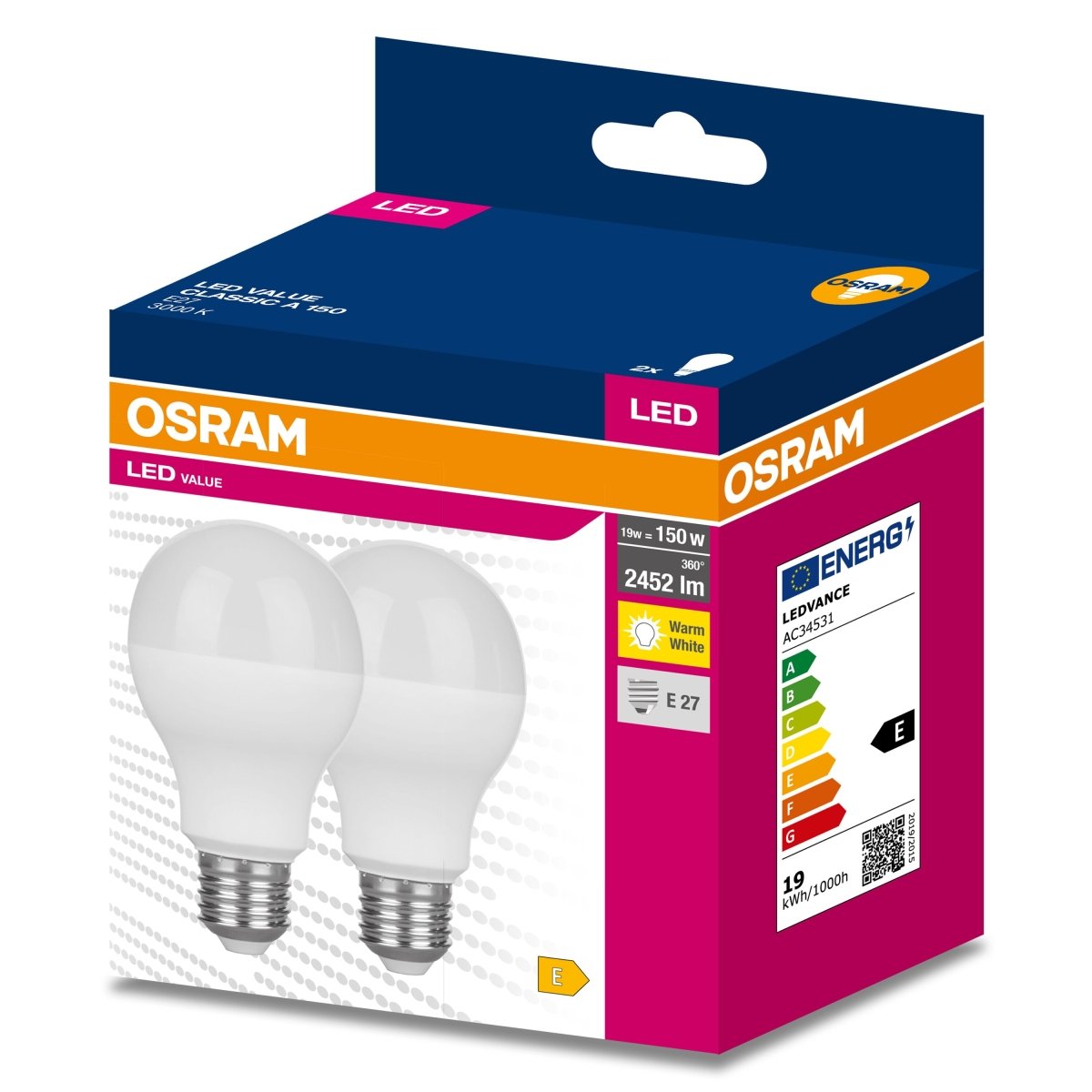 Żarówka LED OSRAM LED VALUE CLAS A 150 19 W/3000 K E27 - Poland LEDVANCE e - shop 4058075634312