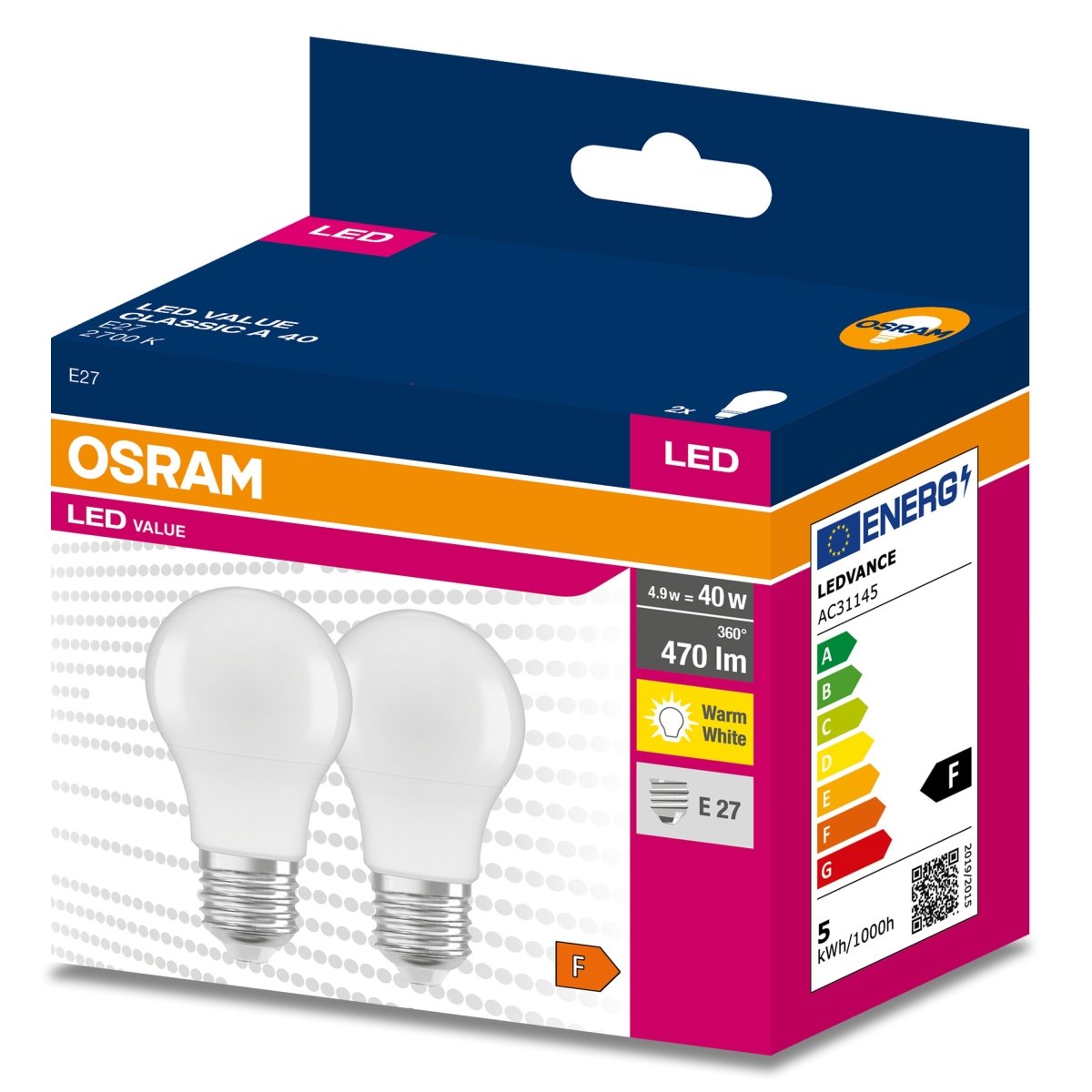 Żarówka LED OSRAM LED VALUE CLAS A 40 4.9 W/2700 K E27 - Poland LEDVANCE e - shop 4058075478893
