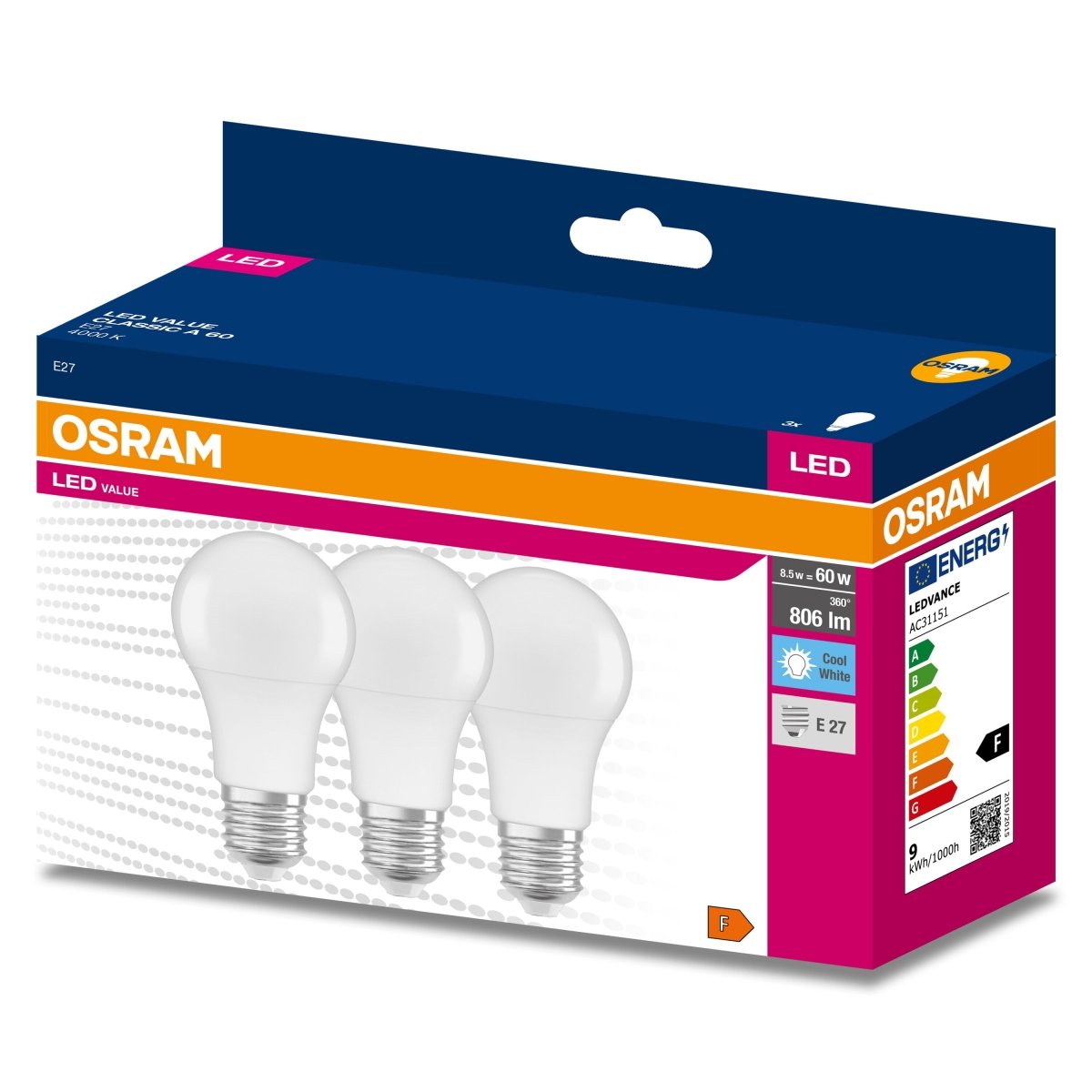 Żarówka LED OSRAM LED VALUE CLAS A 60 8 W/4000 K E27 neutralna - Poland LEDVANCE e - shop 4058075476073