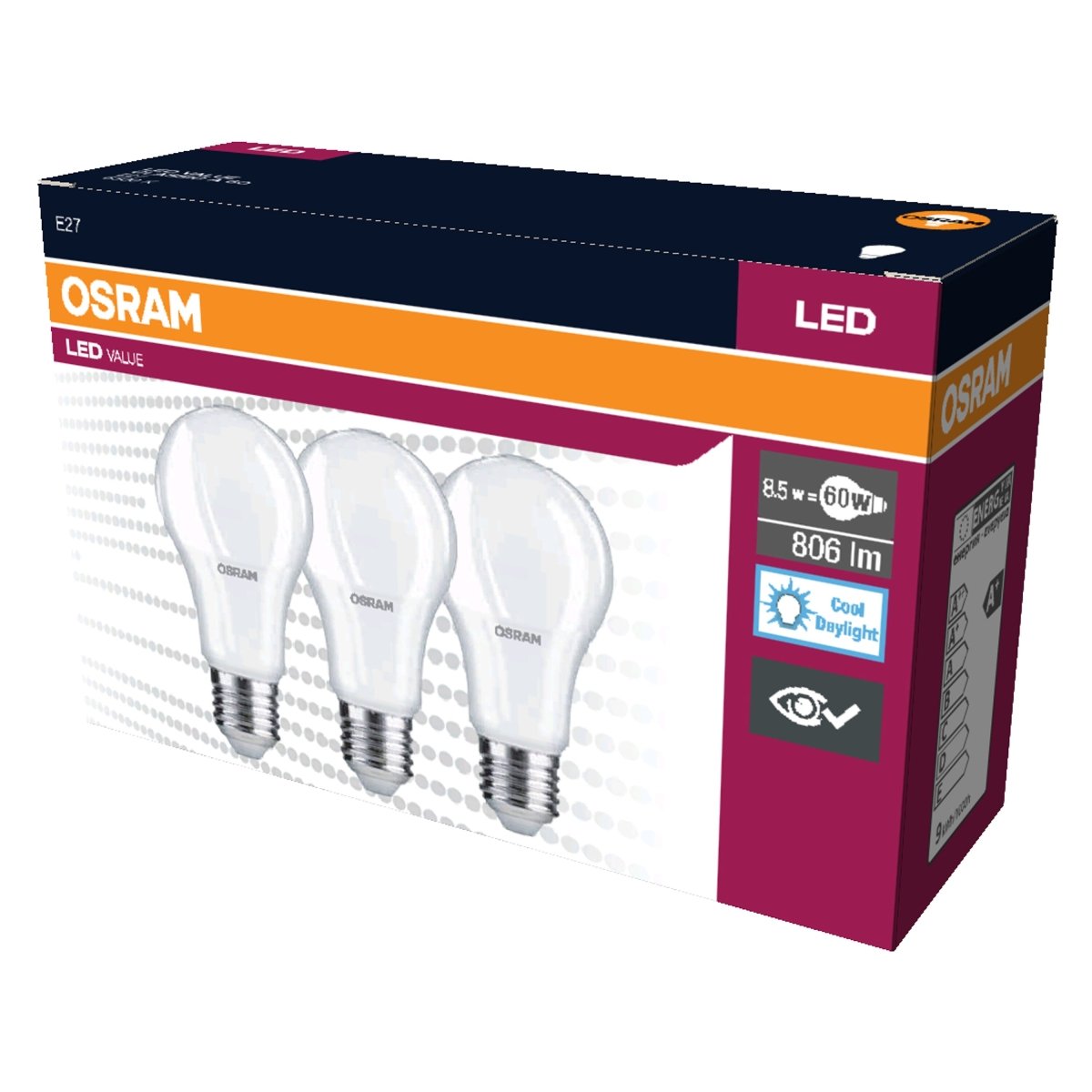 Żarówka LED OSRAM LED VALUE CLAS A 60 8 W/6500 K E27 zimna - Poland LEDVANCE e - shop 4058075385665