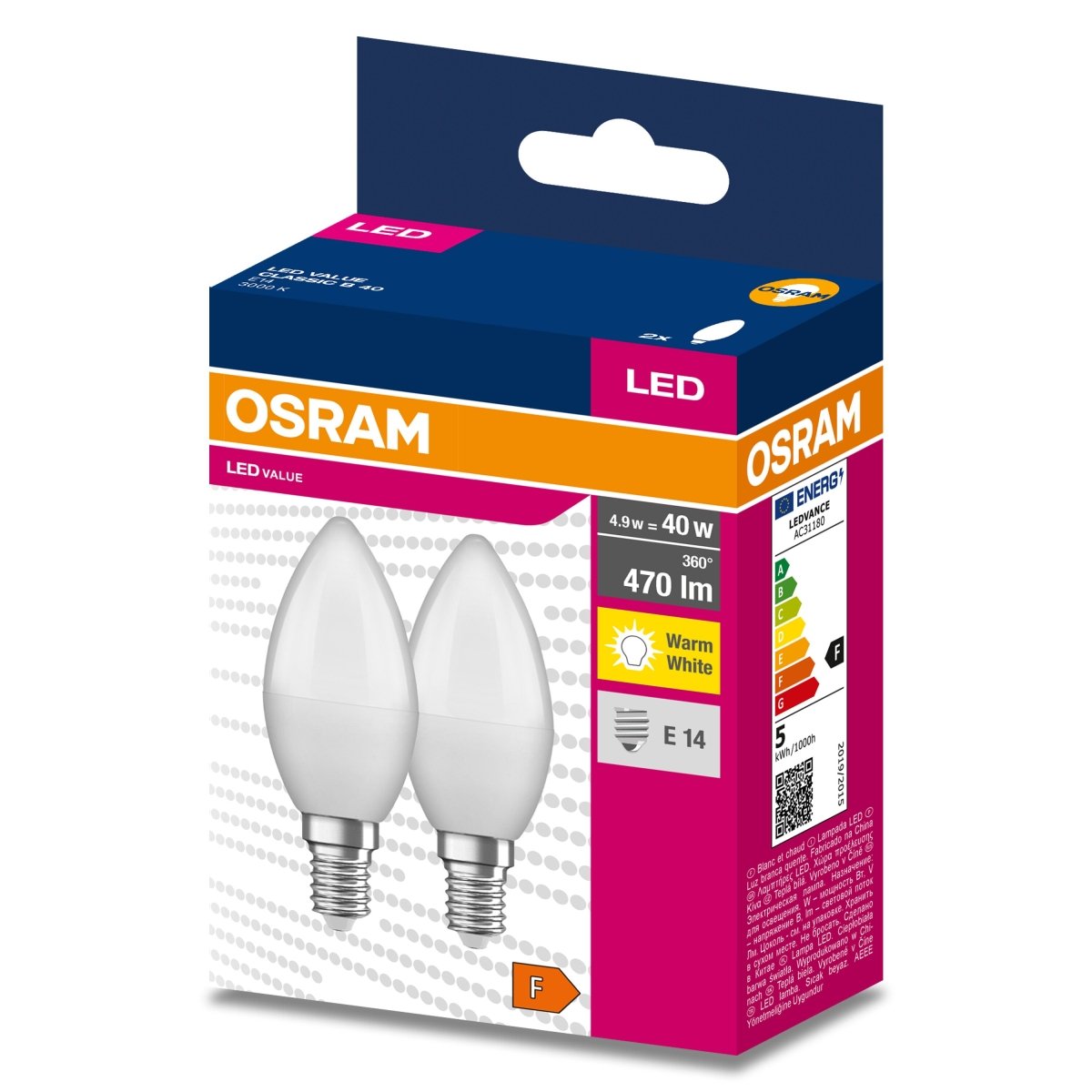 Żarówka LED OSRAM LED VALUE CLAS B 40 4.9 W/3000 K E14 - Poland LEDVANCE e - shop 4058075628052