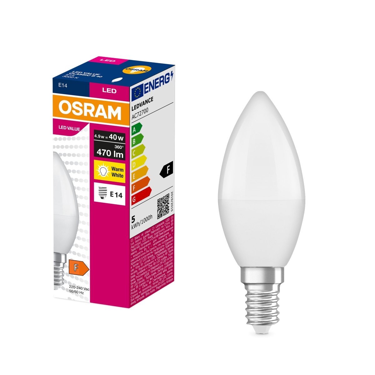 Żarówka LED OSRAM LED VALUE CLAS B 40 4.9 W/3000 K E14 ciepła - Poland LEDVANCE e - shop 4058075628038