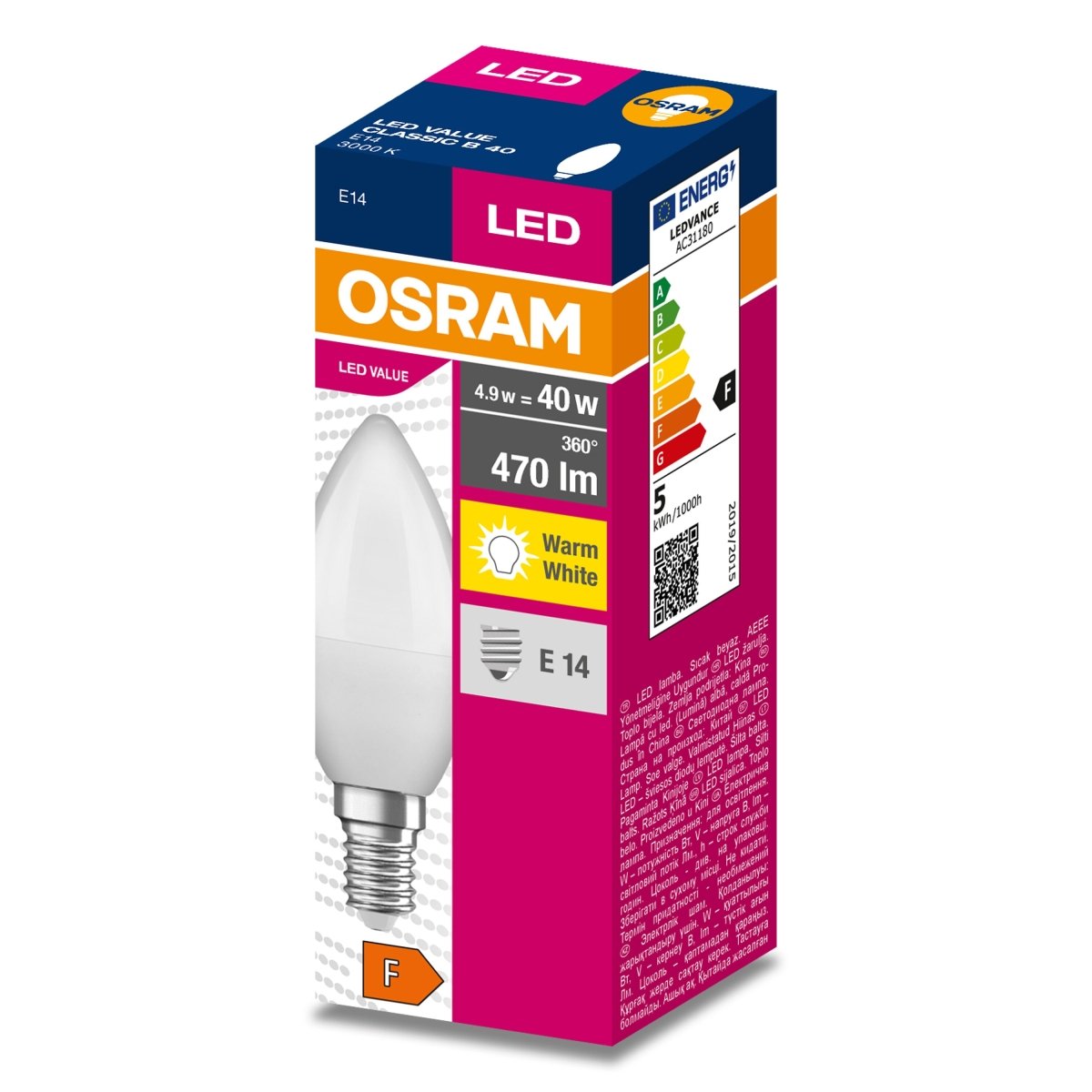 Żarówka LED OSRAM LED VALUE CLAS B 40 4.9 W/3000 K E14 ciepła - Poland LEDVANCE e - shop 4058075628038