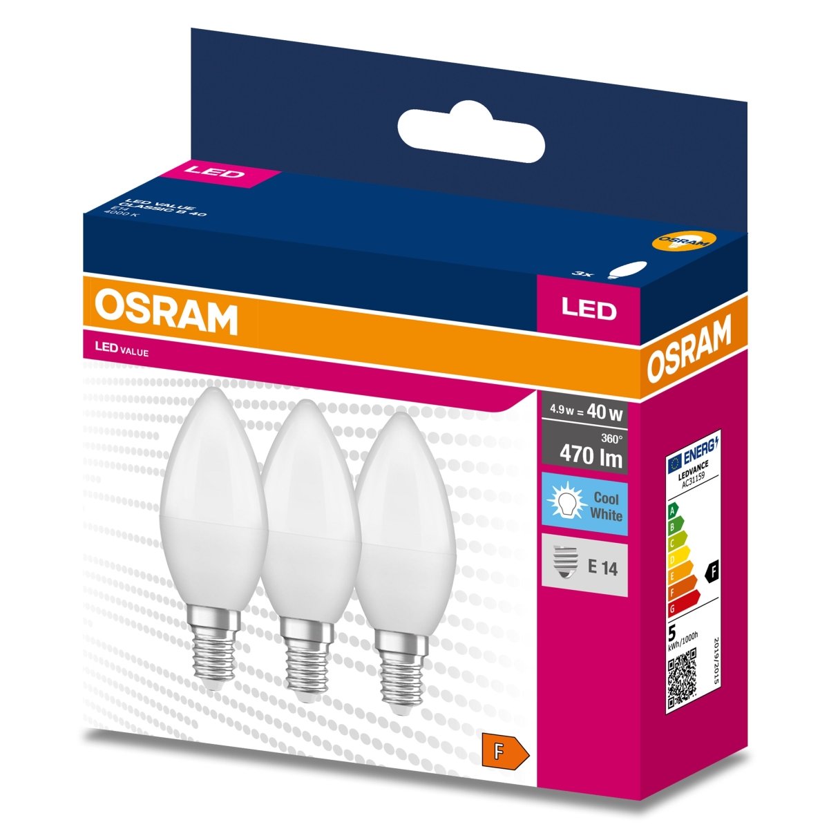 Żarówka LED OSRAM LED VALUE CLAS B 40 4.9 W/4000 K E14 neutralna - Poland LEDVANCE e - shop 4058075476134