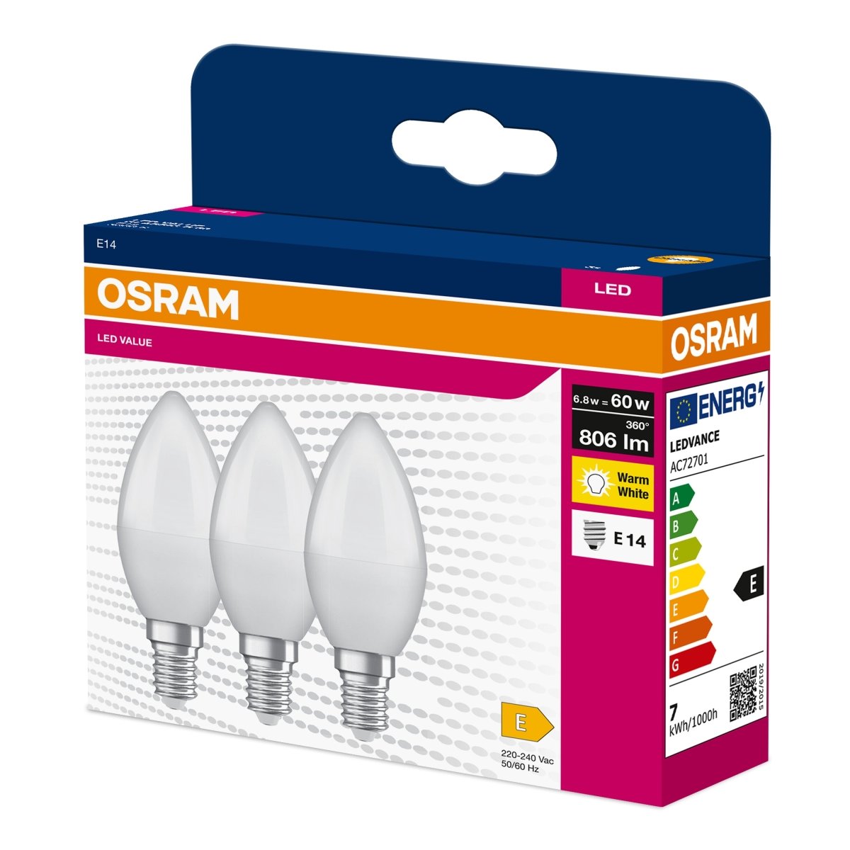 Żarówka LED OSRAM LED VALUE CLAS B 60 6.8 W/3000 K E14 - Poland LEDVANCE e - shop 4058075628748