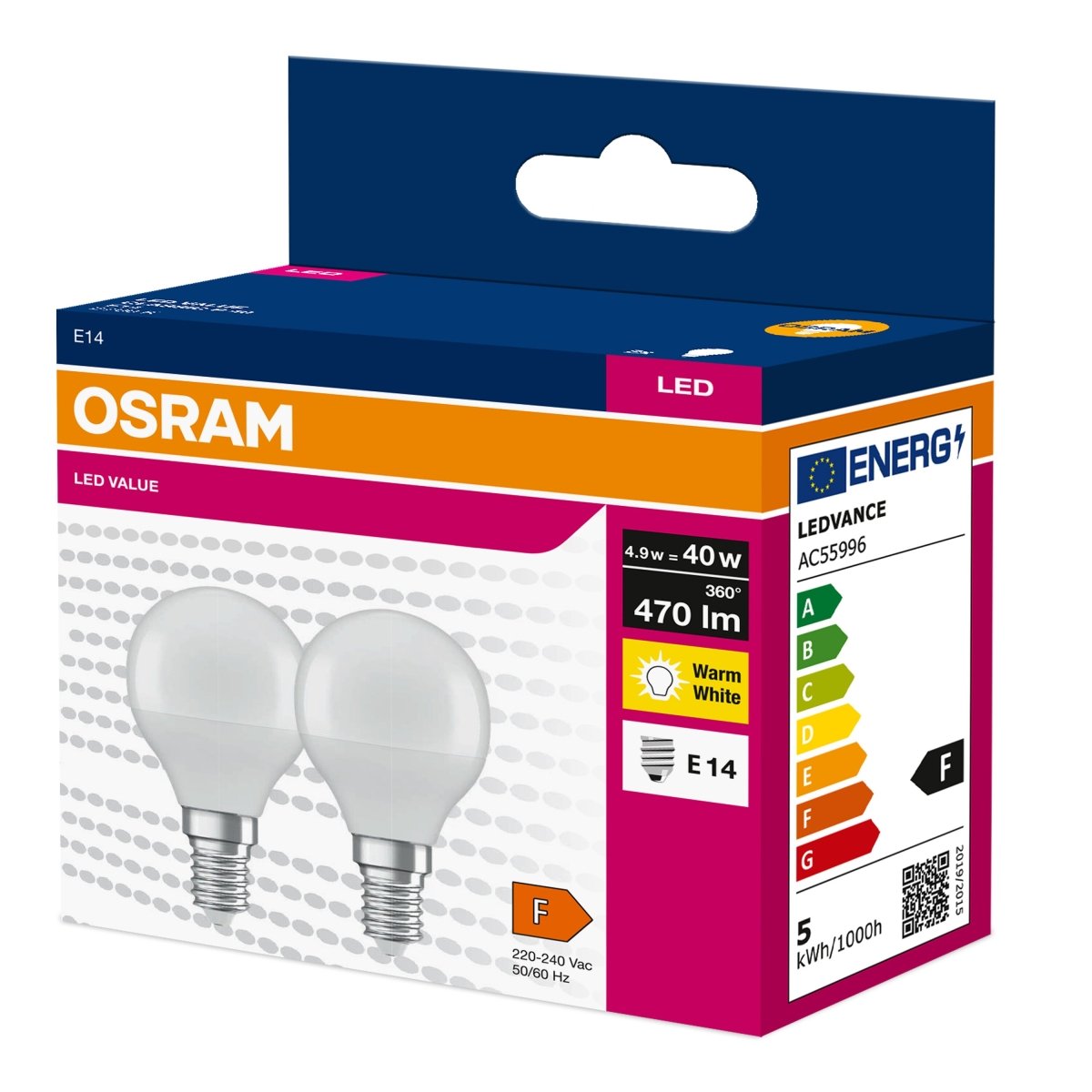 Żarówka LED OSRAM LED VALUE CLAS P 40 4.9 W/2700 K E14 - Poland LEDVANCE e - shop 4058075479210