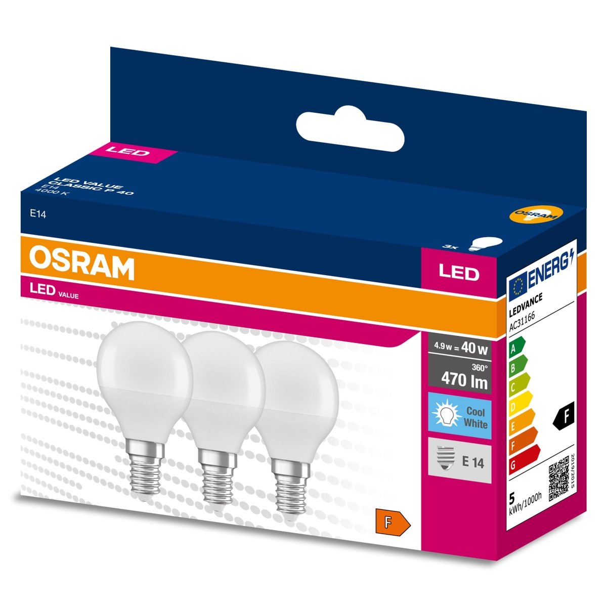 Żarówka LED OSRAM LED VALUE CLAS P 40 4.9 W/4000 K E14 - Poland LEDVANCE e - shop 4058075476219