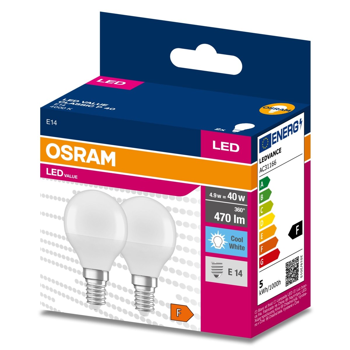 Żarówka LED OSRAM LED VALUE CLAS P 40 4.9 W/4000 K E14 neutralna - Poland LEDVANCE e - shop 4058075479234