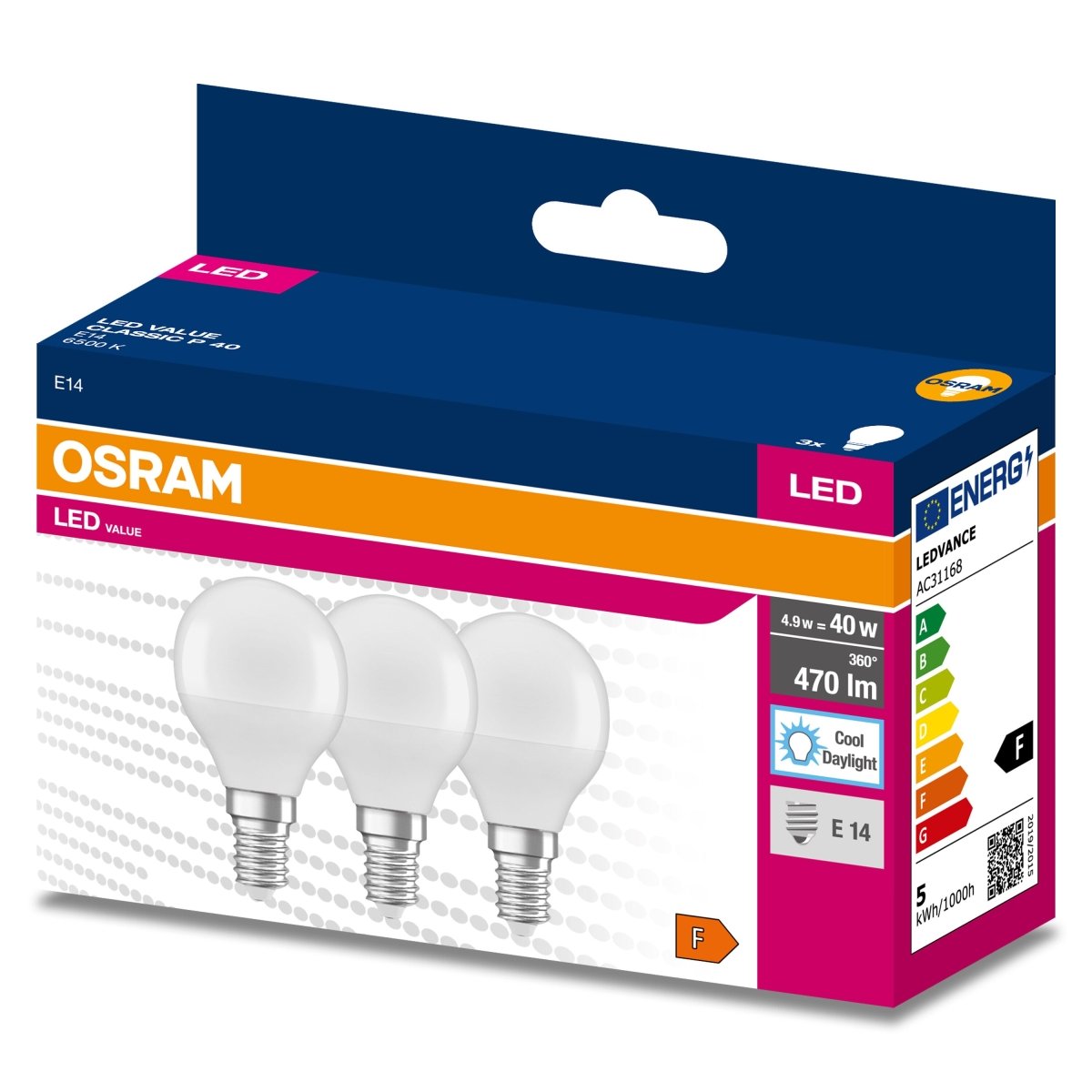 Żarówka LED OSRAM LED VALUE CLAS P 40 4.9 W/6500 K E14 - Poland LEDVANCE e - shop 4058075476233