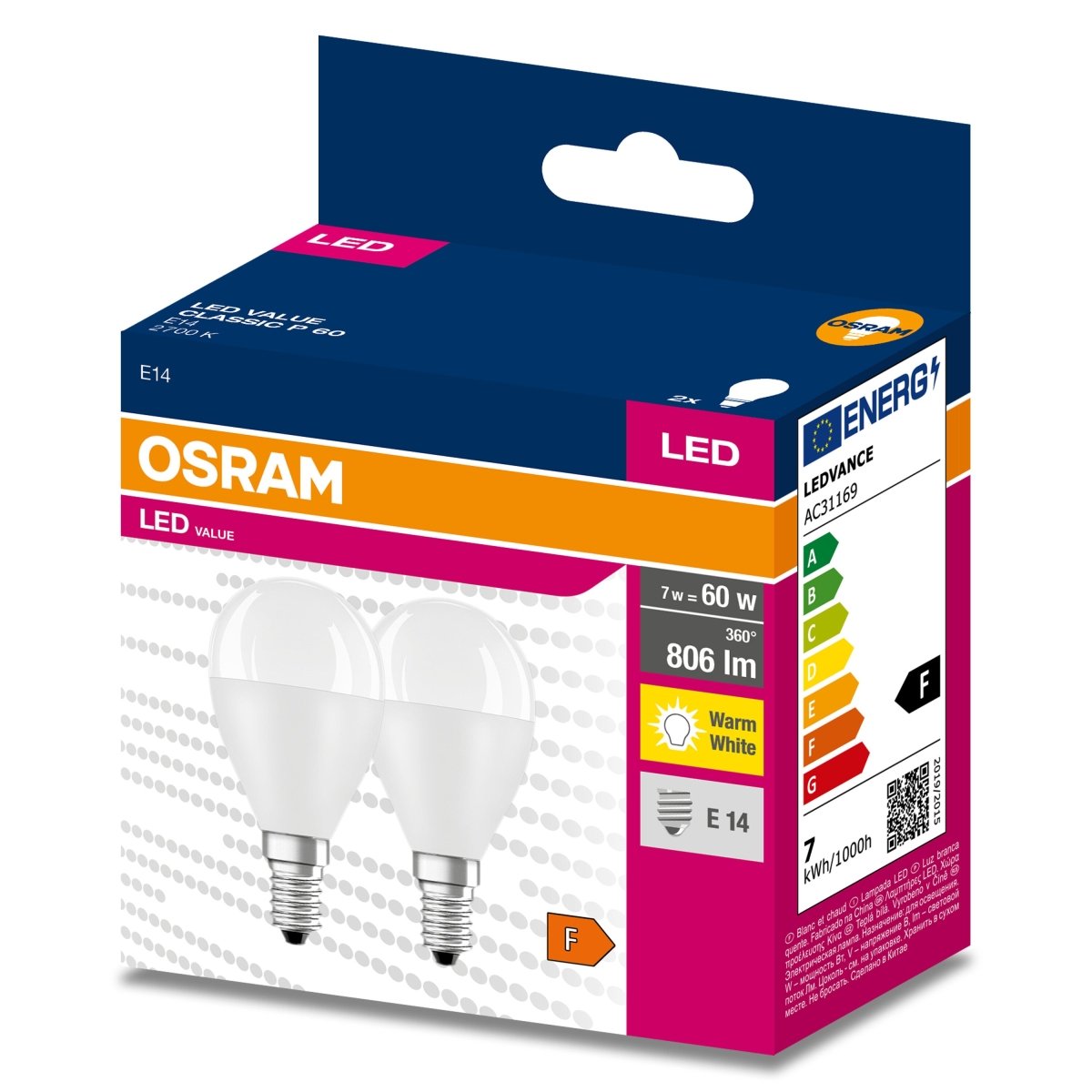Żarówka LED OSRAM LED VALUE CLAS P 60 6.5 W/2700 K E14 - Poland LEDVANCE e - shop 4058075479272