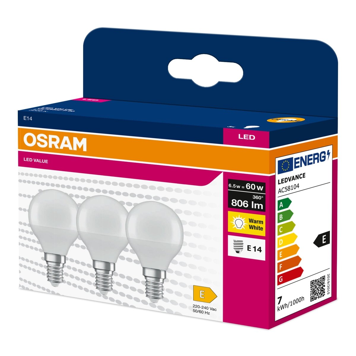 Żarówka LED OSRAM LED VALUE CLAS P 60 6.5 W/3000 K E14 - Poland LEDVANCE e - shop 4058075627246