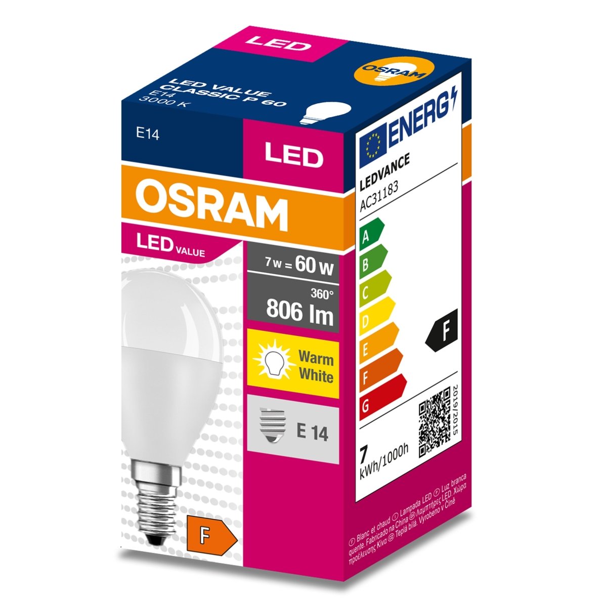Żarówka LED OSRAM LED VALUE CLAS P 60 6.5 W/3000 K E14 ciepła - Poland LEDVANCE e - shop 4058075630390