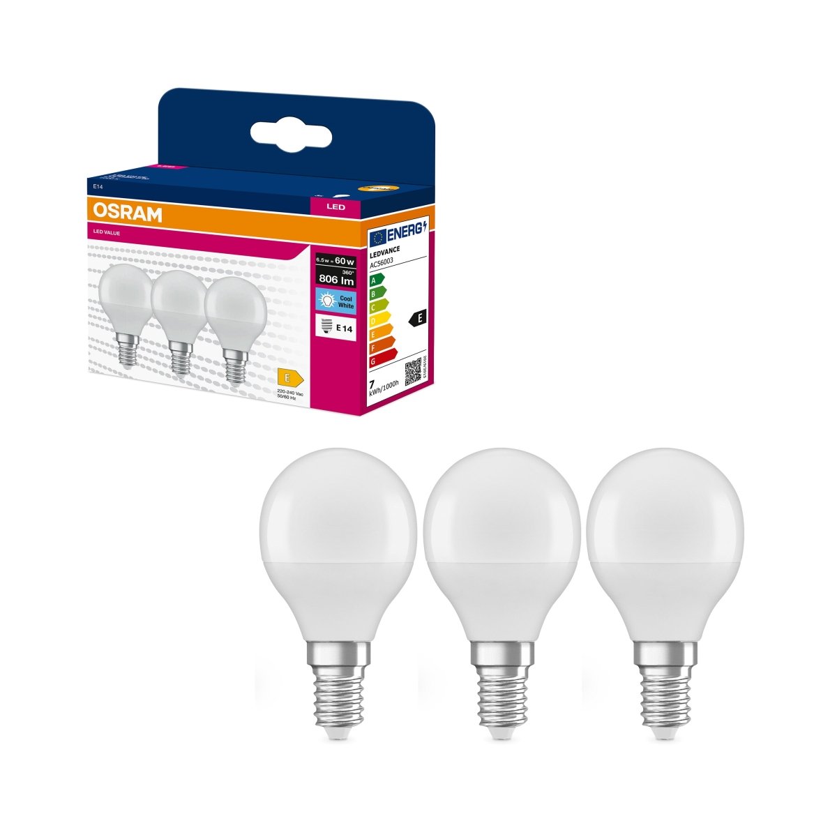 Żarówka LED OSRAM LED VALUE CLAS P 60 6.5 W/4000 K E14 - Poland LEDVANCE e - shop 4058075476301