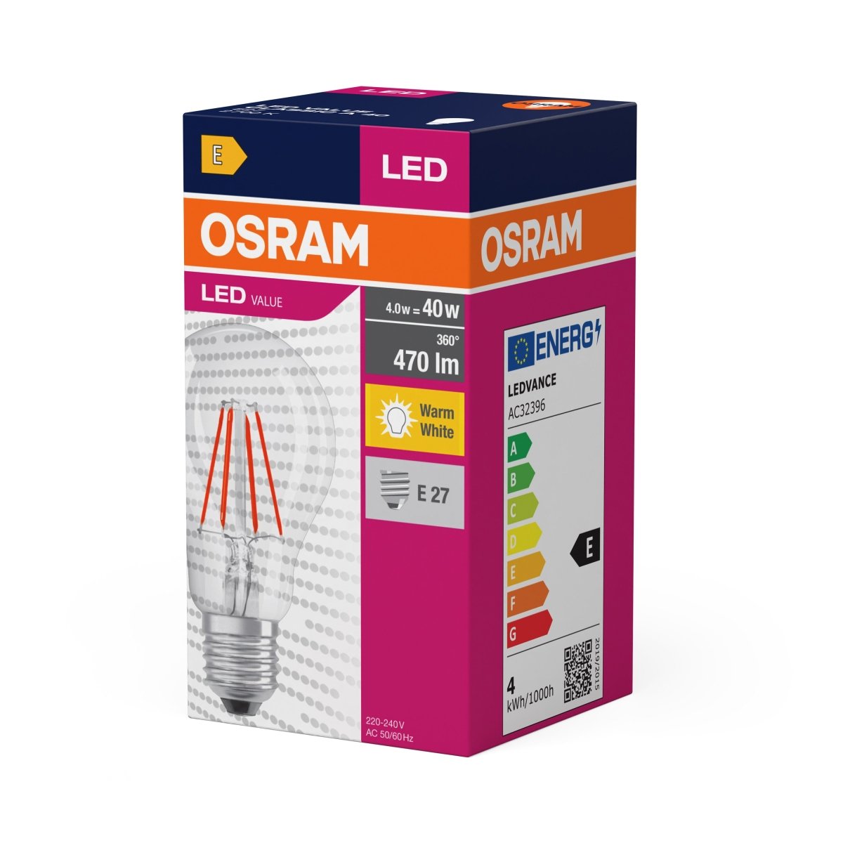 Żarówka LED OSRAM LED Value Classic A 40 Filament 4W 827 Clear E27 - Poland LEDVANCE e - shop 4058075439856