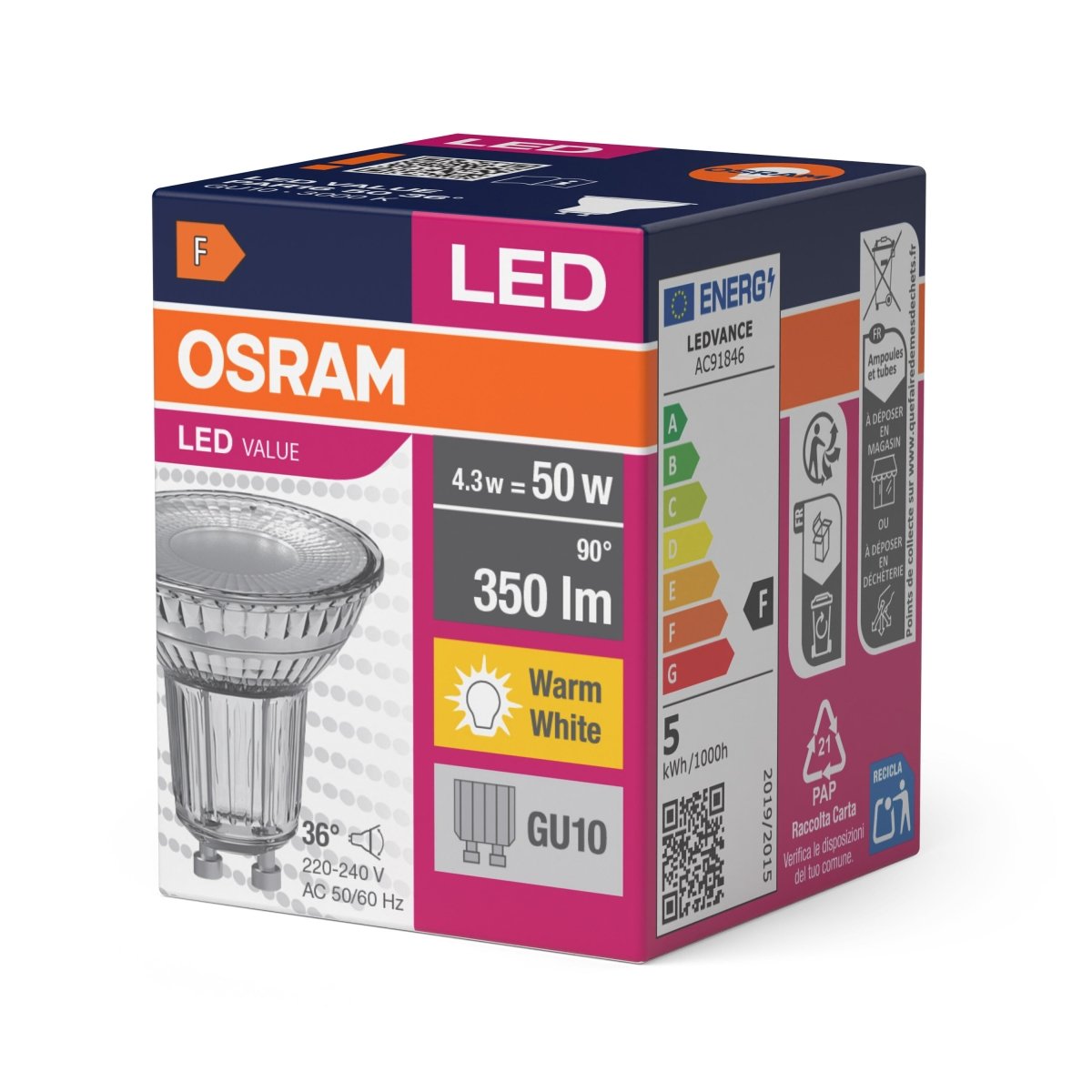 Żarówka LED OSRAM LED Value PAR16 50 36° 4.3W 830 GU10 - Poland LEDVANCE e - shop 4058075096622