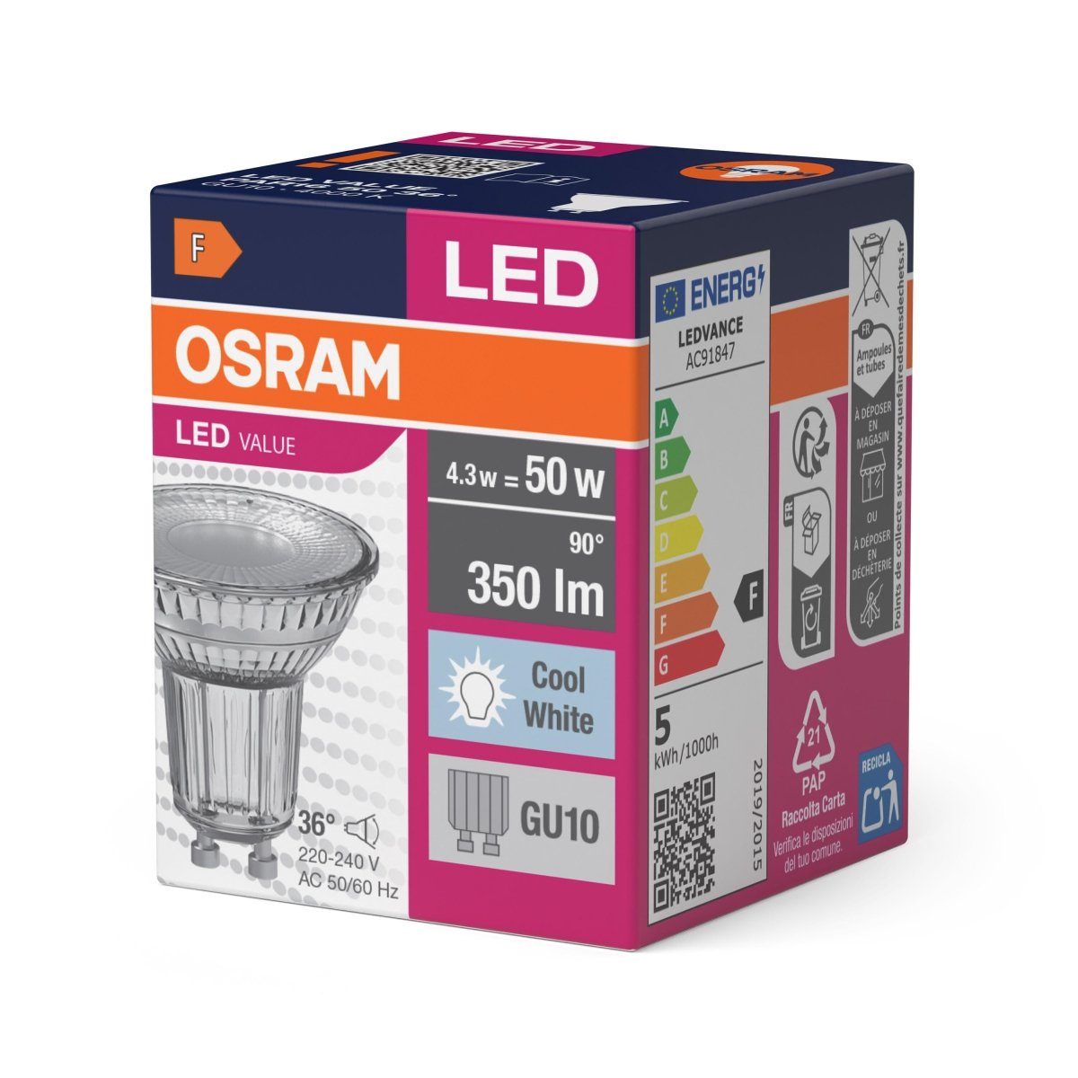 Żarówka LED OSRAM LED Value PAR16 50 36° 4.3W 840 GU10 - Poland LEDVANCE e - shop 4058075055155