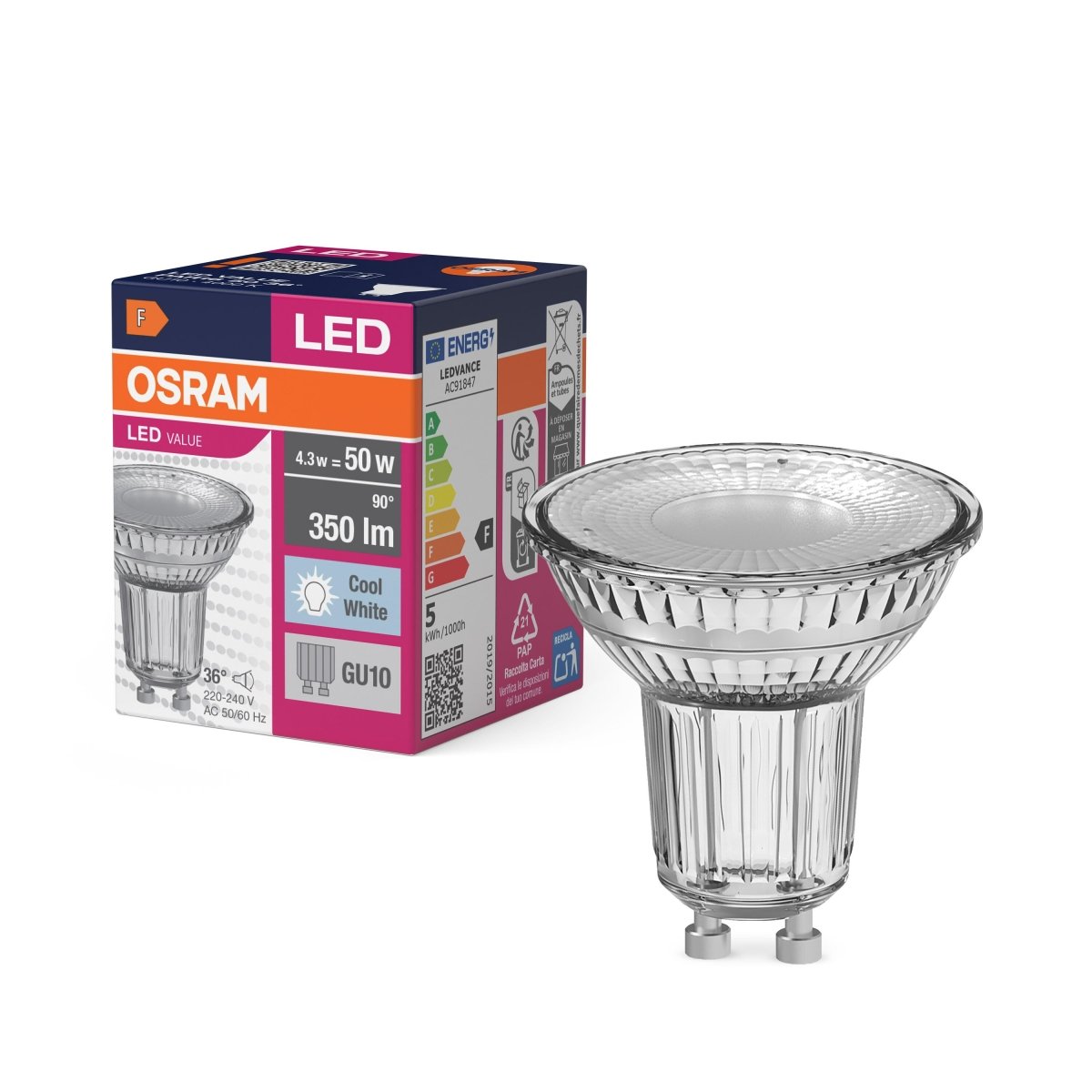 Żarówka LED OSRAM LED Value PAR16 50 36° 4.3W 840 GU10 - Poland LEDVANCE e - shop 4058075055155