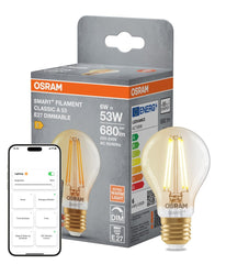 Żarówka LED OSRAM SMART+ MATTER Filament Dimmable Classic A53 6W 824 Gold E27 - Poland LEDVANCE e - shop 4099854529948