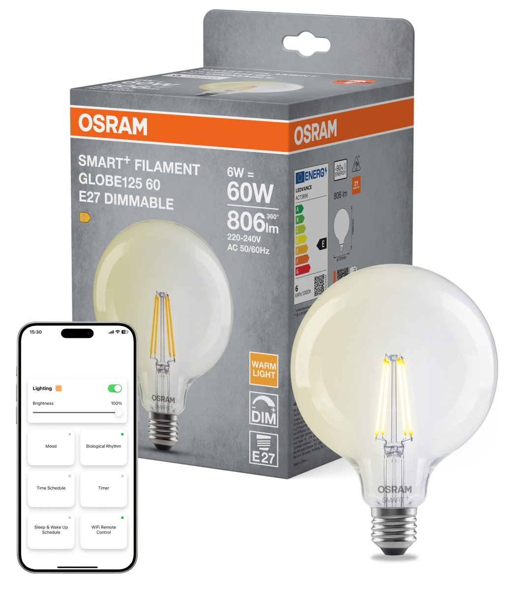 Żarówka LED OSRAM SMART+ MATTER Filament Dimmable Classic Globe 6W 827 E27 - Poland LEDVANCE e - shop 4099854529900
