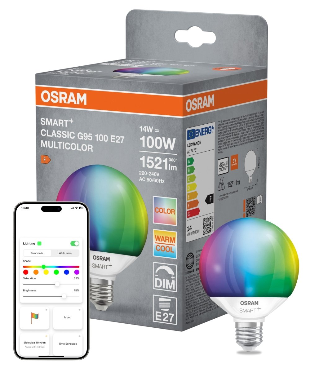 Żarówka LED OSRAM SMART+ MATTER Multicolor Classic Globe 95 100 14W E27 - Poland LEDVANCE e - shop 4099854462177