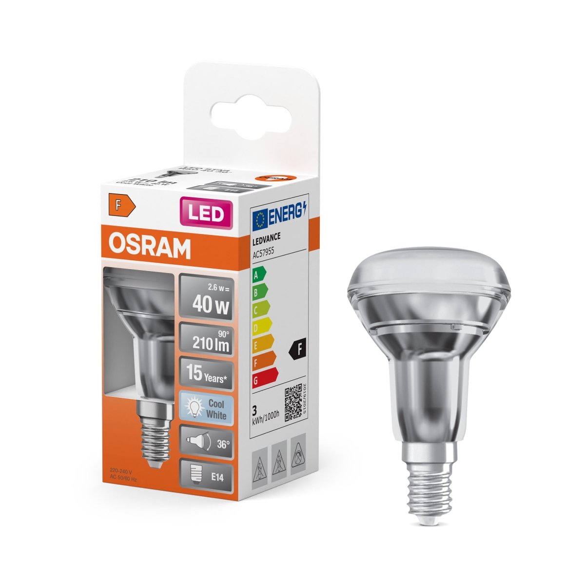 Żarówka LED OSRAM Star R50 40 36° 2.6W 840 E14 - Poland LEDVANCE e-shop 4058075433342