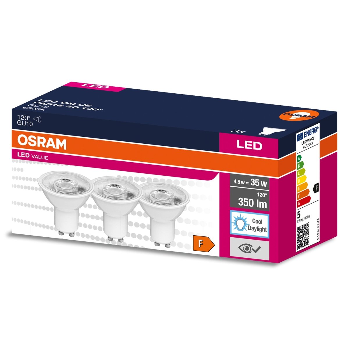 Żarówka LED OSRAM VALUE PAR 16 35 120 ° 4.5 W/6500 K GU10 - Poland LEDVANCE e - shop 4058075497597