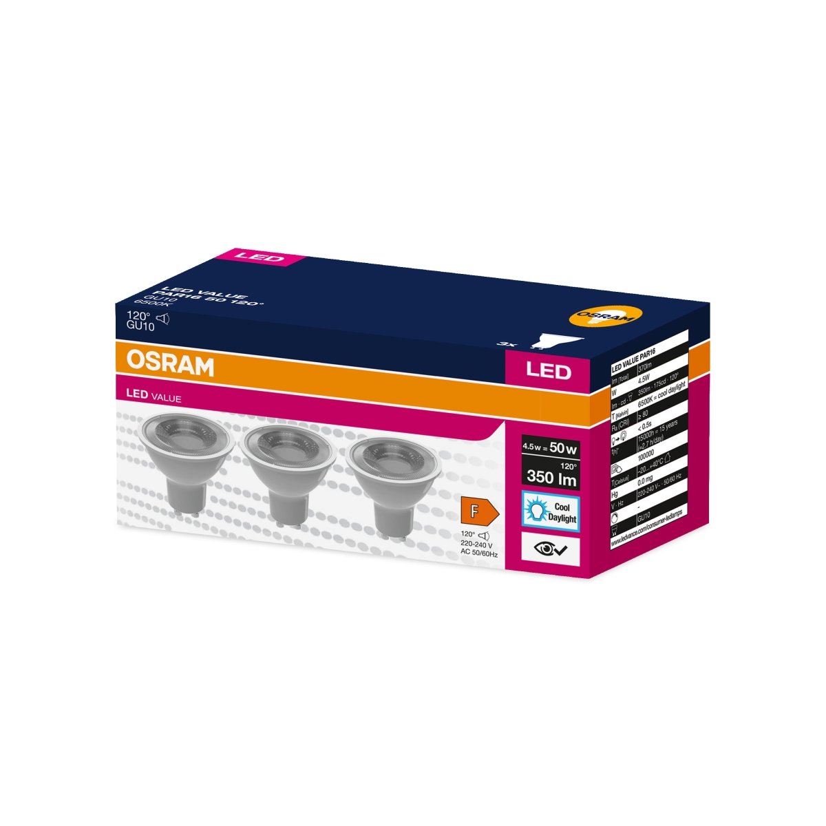 Żarówka LED OSRAM VALUE PAR 16 35 120 ° 4.5 W/6500 K GU10 - Poland LEDVANCE e-shop 4058075497597