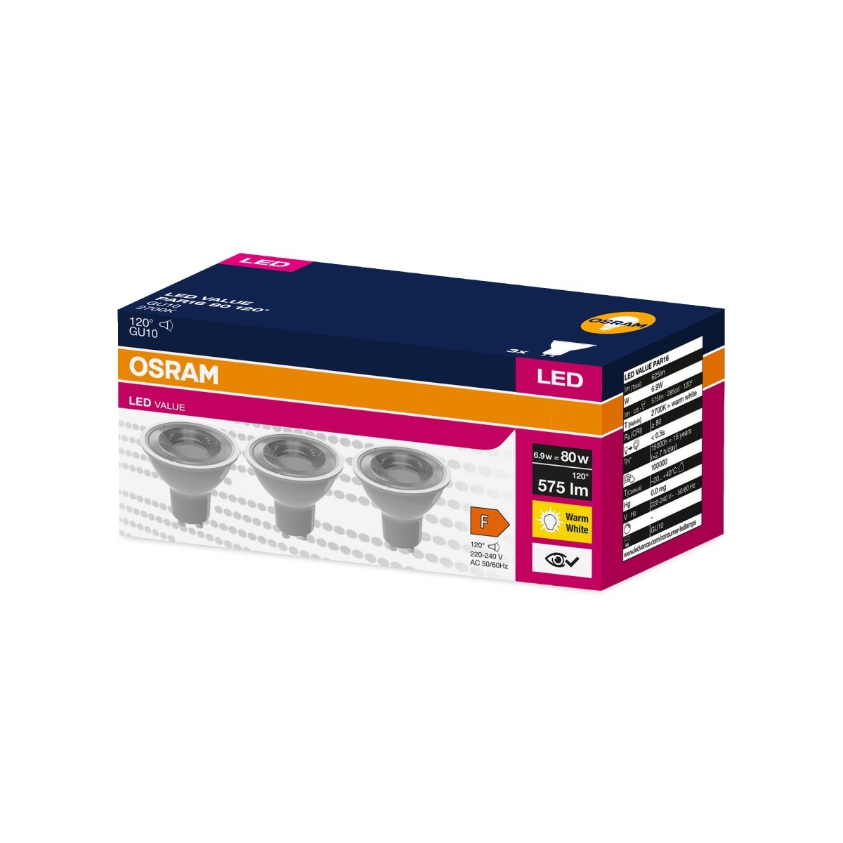 Żarówka LED OSRAM VALUE PAR 16 50 120 ° 6.9 W/2700 K GU10 - Poland LEDVANCE e-shop 4058075497757