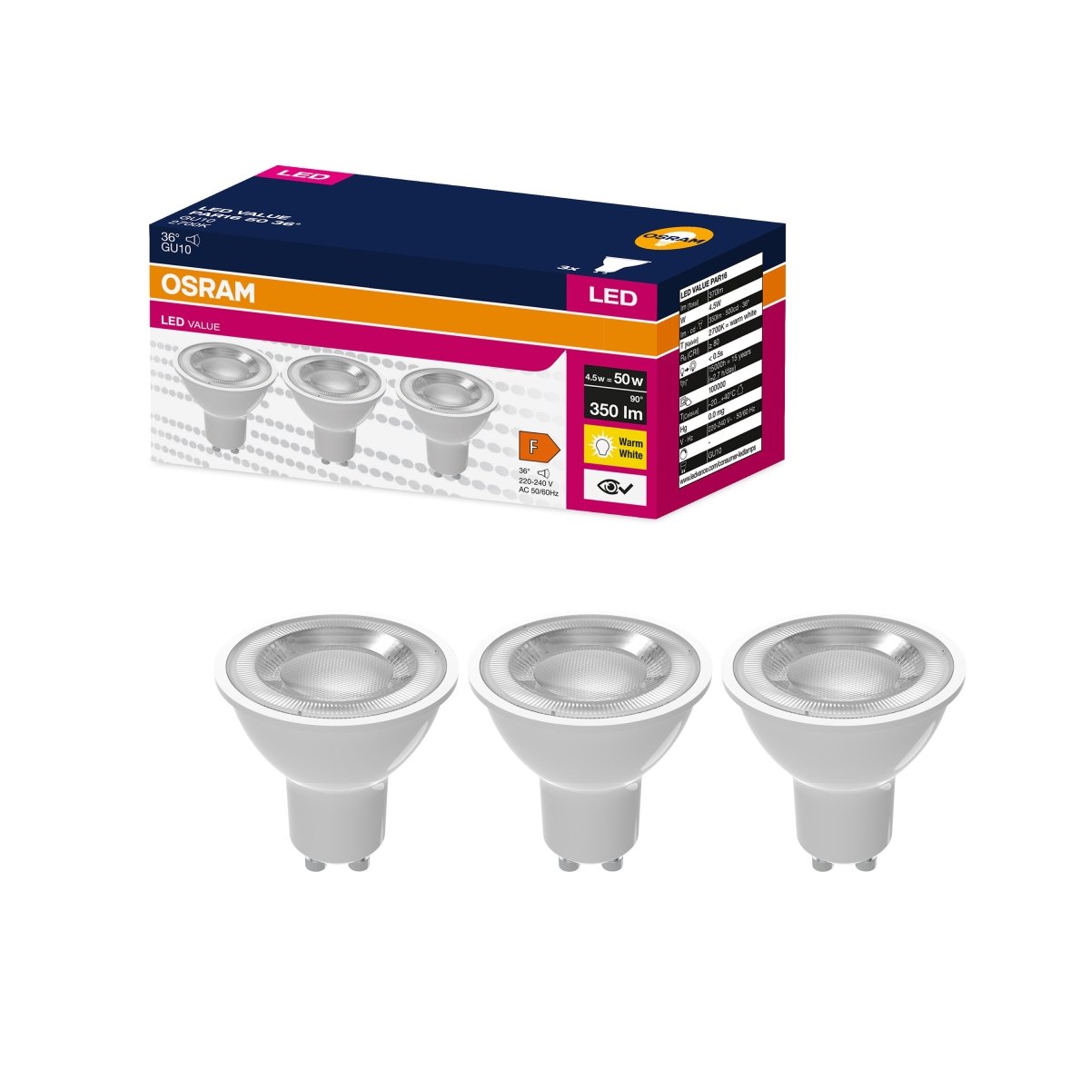 Żarówka LED OSRAM VALUE PAR 16 50 36 ° 4.5 W/2700 K GU10 - Poland LEDVANCE e-shop 4058075497443