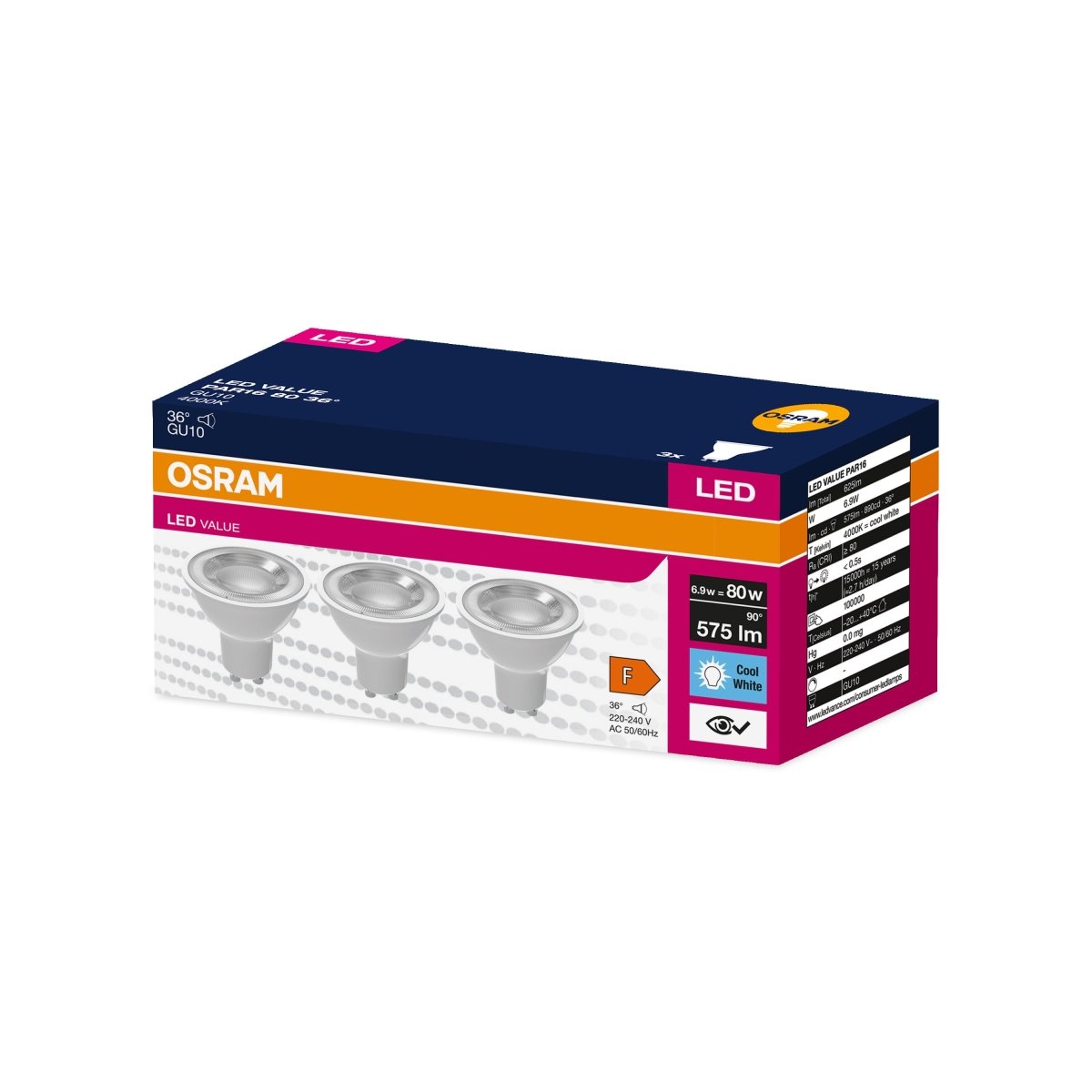 Żarówka LED OSRAM VALUE PAR 16 80 36 ° 6.9 W/4000 K GU10 - Poland LEDVANCE e-shop 4058075497658
