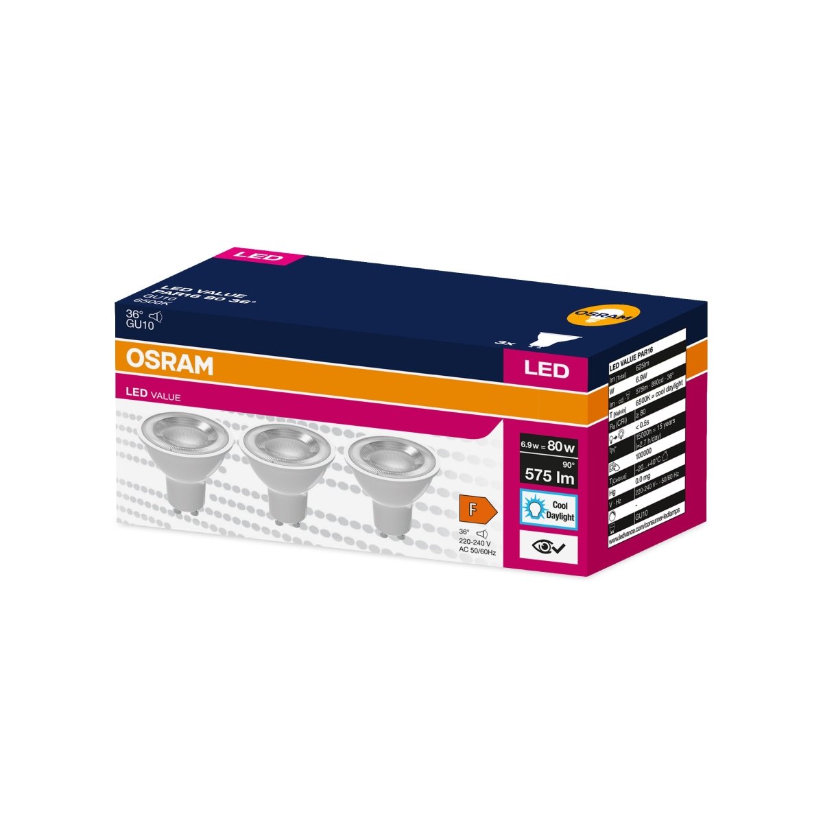 Żarówka LED OSRAM VALUE PAR 16 80 36 ° 6.9 W/6500 K GU10 - Poland LEDVANCE e-shop 4058075497689
