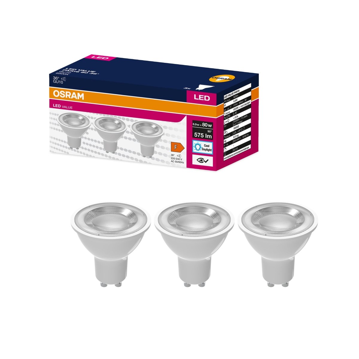 Żarówka LED OSRAM VALUE PAR 16 80 36 ° 6.9 W/6500 K GU10 - Poland LEDVANCE e-shop 4058075497689