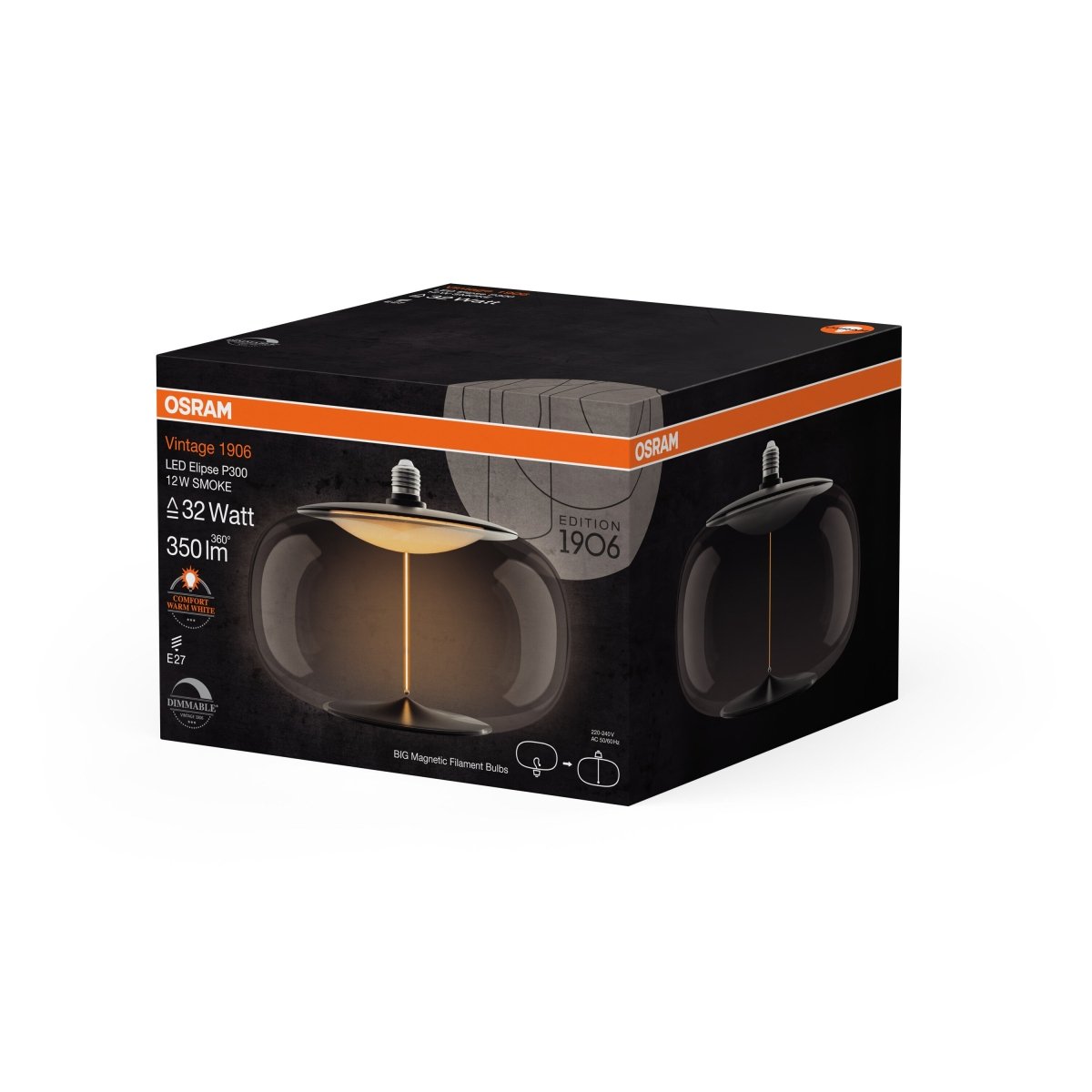 Żarówka LED OSRAM Vintage 1906 Big Elipse 32 Filament Magnetic DIM 12W 818 Smoke E27 - Poland LEDVANCE e - shop 4058075836303