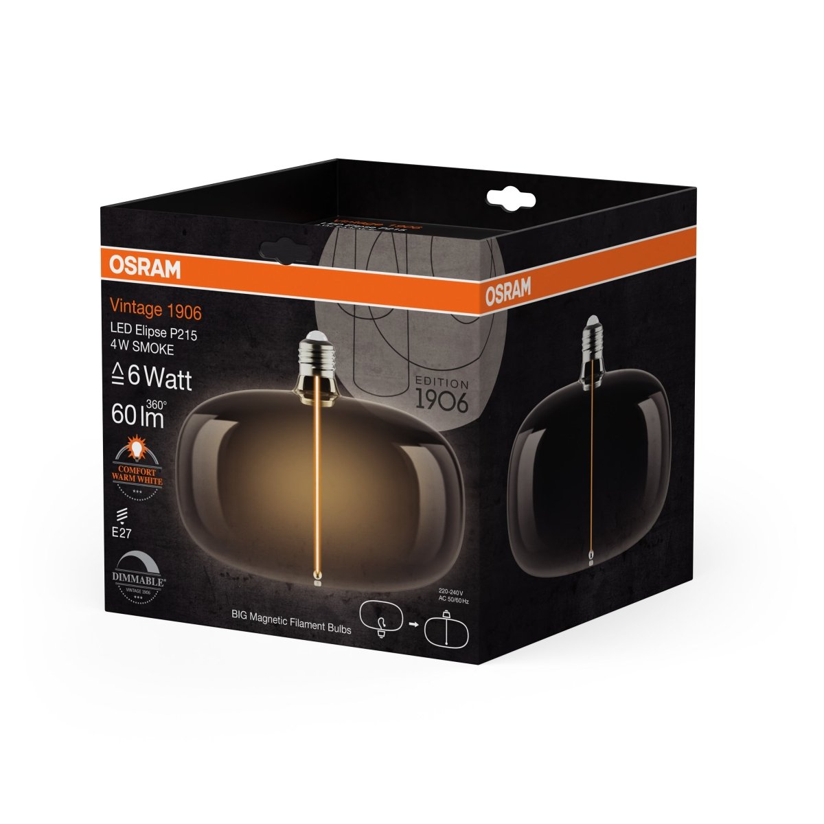Żarówka LED OSRAM Vintage 1906 Big Elipse 6 Magnetic DIM 4W 818 Smoke E27 - Poland LEDVANCE e - shop 4058075836440