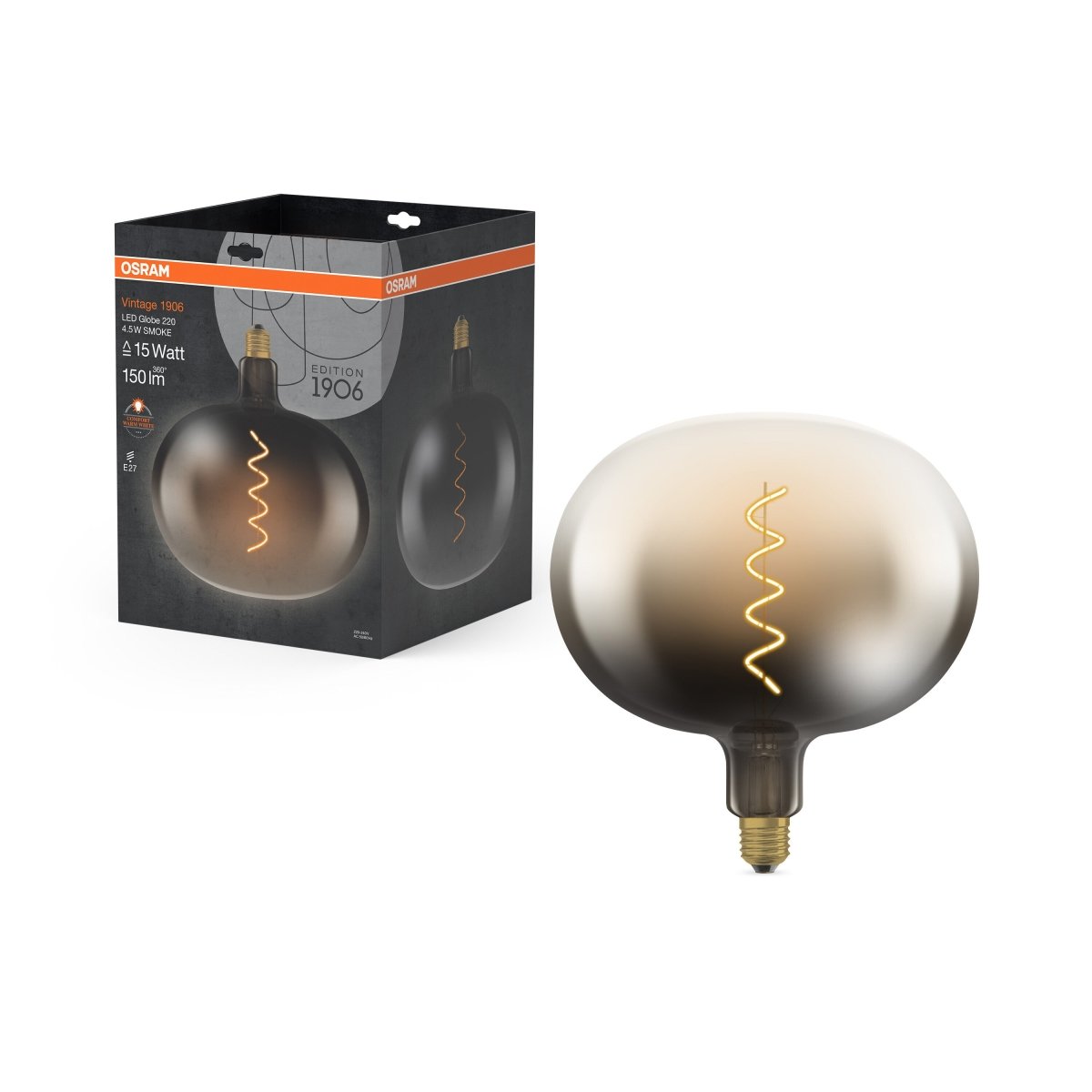 Żarówka LED OSRAM Vintage 1906 Big Globe 220 15 Filament 4.5W 818 Smoke E27 - Poland LEDVANCE e - shop 4058075836167