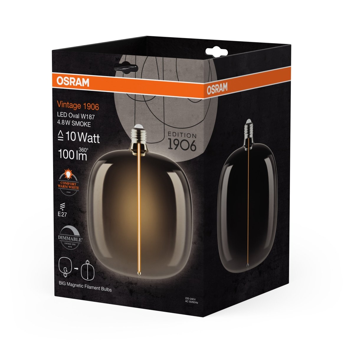 Żarówka LED OSRAM Vintage 1906 Big Oval 10 Magnetic DIM 4.8W 818 Smoke E27 - Poland LEDVANCE e - shop 4058075836464