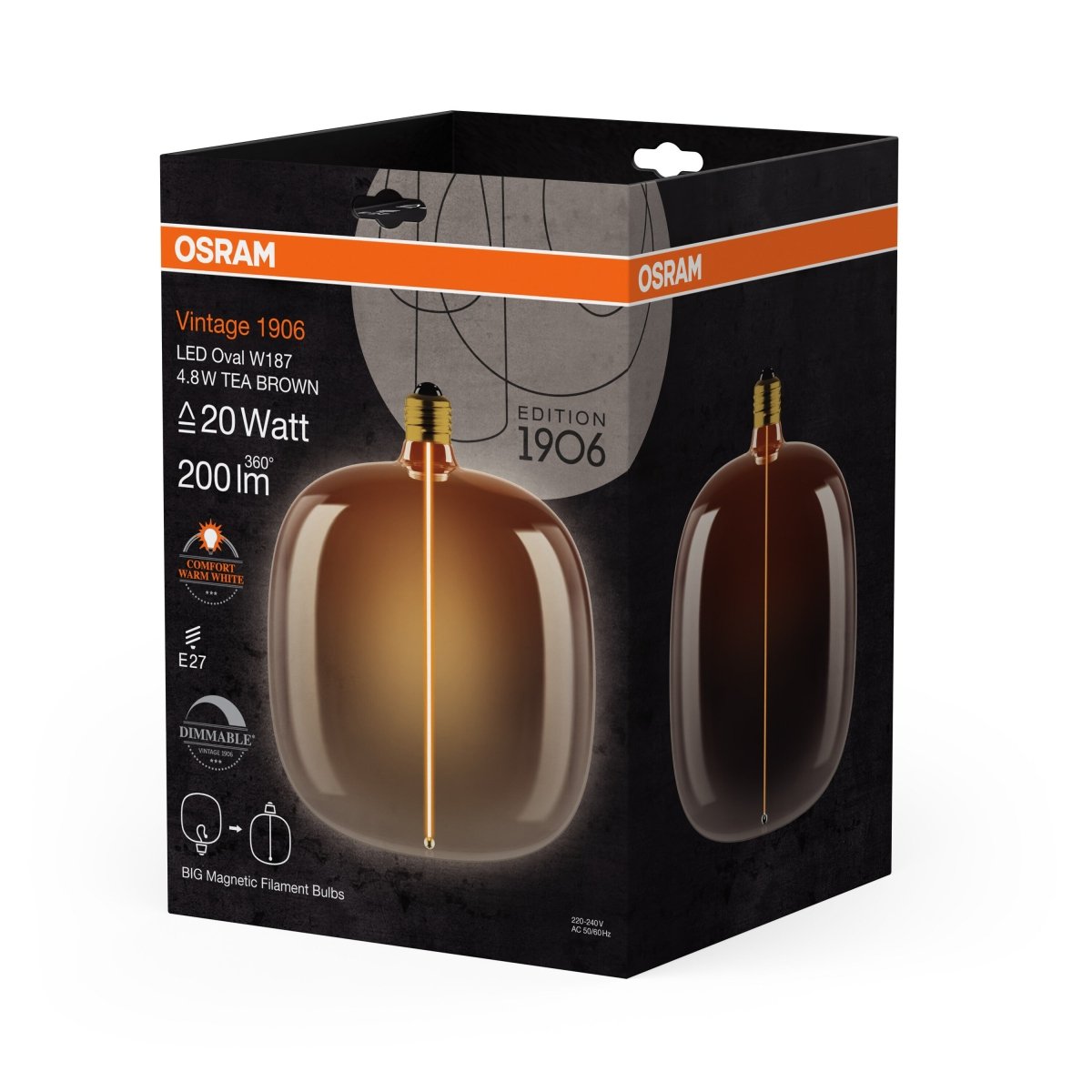 Żarówka LED OSRAM Vintage 1906 Big Oval 20 Magnetic DIM 4.8W 818 Tea Brown E27 - Poland LEDVANCE e - shop 4058075836389
