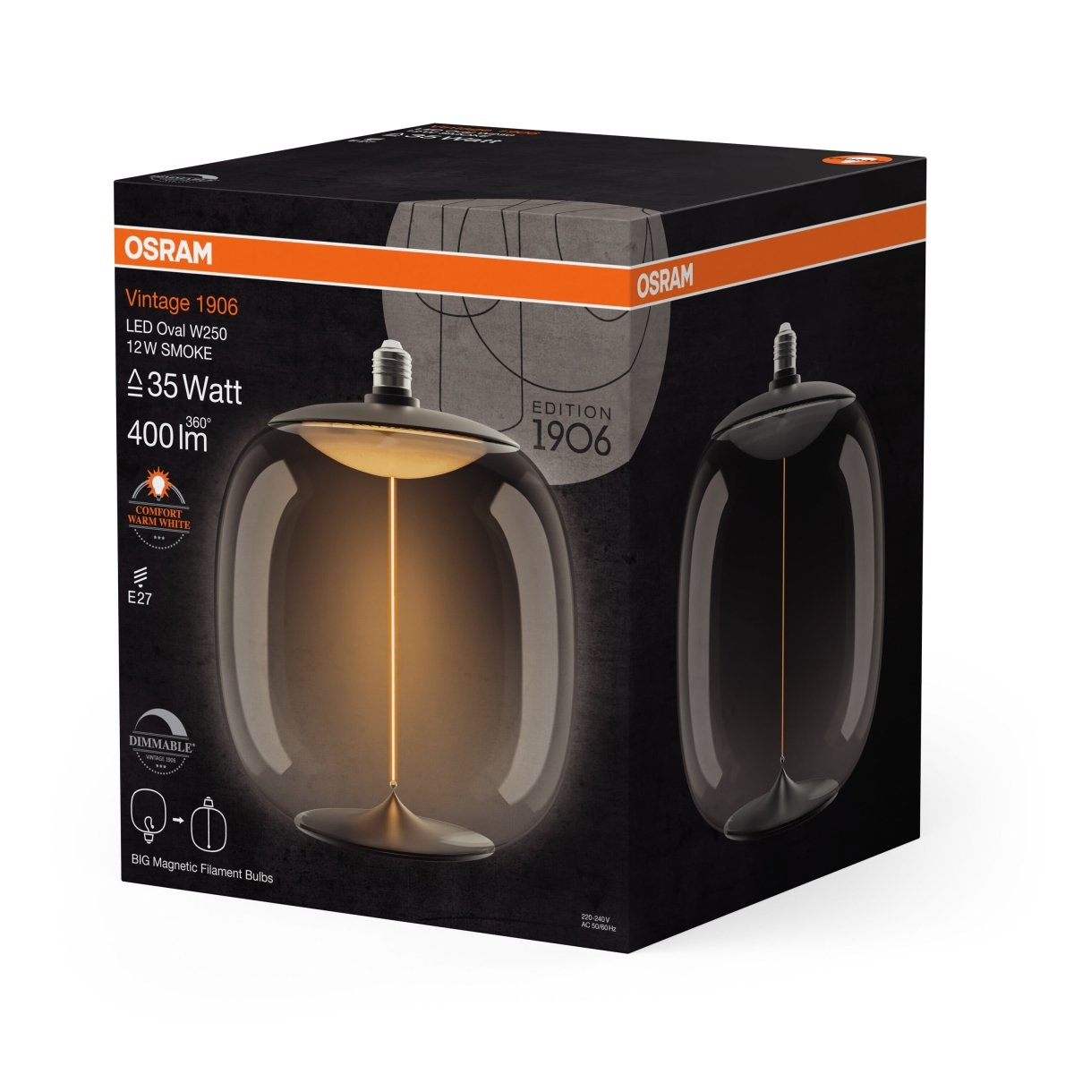 Żarówka LED OSRAM Vintage 1906 Big Oval 35 Filament Magnetic DIM 12W 818 Smoke E27 - Poland LEDVANCE e - shop 4058075836327