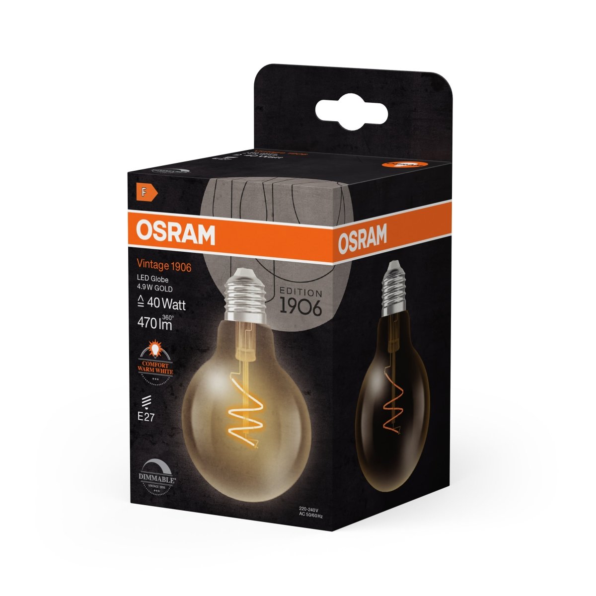 Żarówka LED OSRAM Vintage 1906 Globe 80 40 Spiral Filament DIM 4.9W 922 Gold E27 - Poland LEDVANCE e - shop 4058075836822