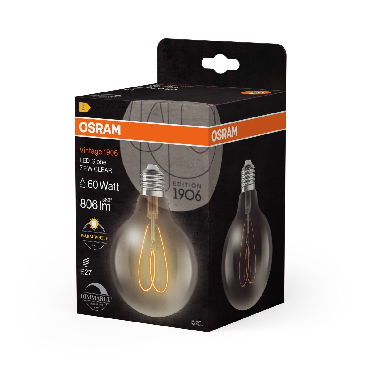 Żarówka LED OSRAM Vintage 1906 Globe 95 60 Heart Filament DIM 7.2W 927 Clear E27 - Poland LEDVANCE e - shop 4058075836907