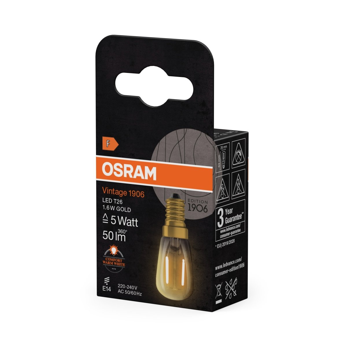 Żarówka LED OSRAM Vintage 1906 LED T26 5 Filament 1.6W 824 Gold E14 - Poland LEDVANCE e - shop 4058075849723