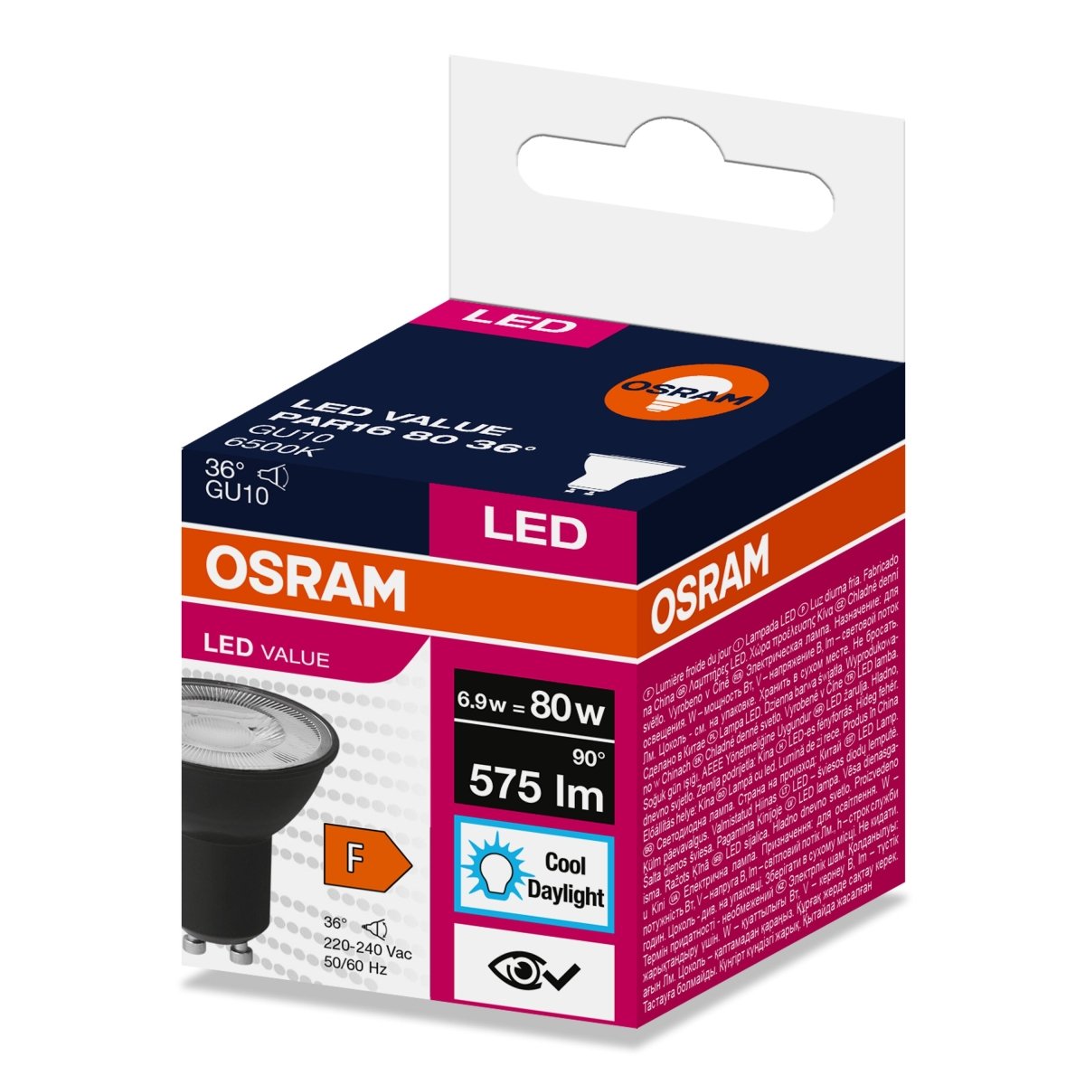 Żarówka LED PAR16 GU10 6,9W 36° czarna 6500K zimna - Poland LEDVANCE e - shop 4058075766570