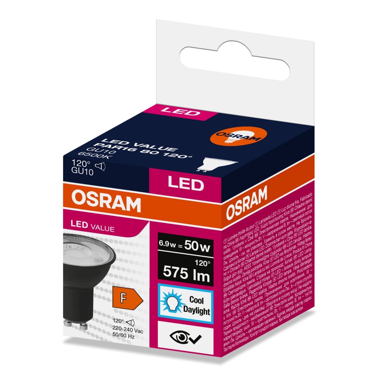 Żarówka LED PAR16 Reflektor GU10 6.9W = 80W 575lm 6500K Zimna 120° VALUE Osram - Poland LEDVANCE e - shop 4058075766662