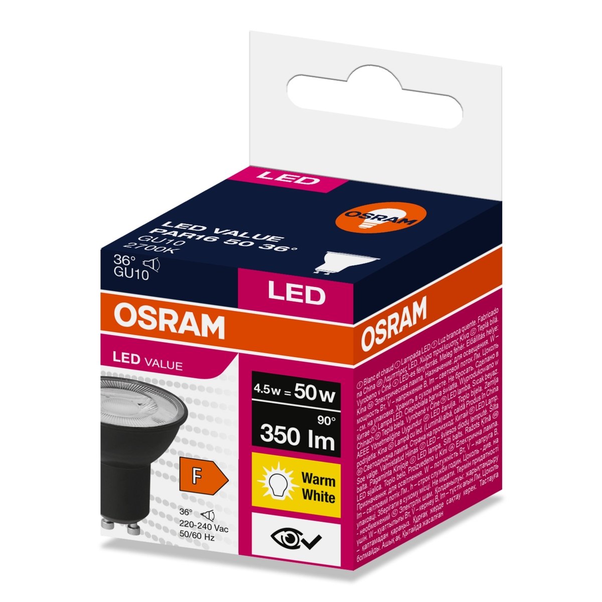 Żarówka LED VALUE 50 GU10 4,5W 350lm 2700K 827 (36 stopni) BK czarny - Poland LEDVANCE e - shop 4058075766334