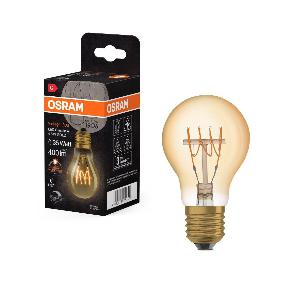 Żarówka LED Vintage 1906 LEDSLIM Fil DIM 35 4.8 W/2200 K GOLD E27 - Poland LEDVANCE e-shop 4058075761452