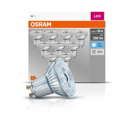 10 szt. wytrzymała lampa LED typu downlight GU10 4,3 W BASE zimnobiała - eshop LEDVANCE 4058075036703